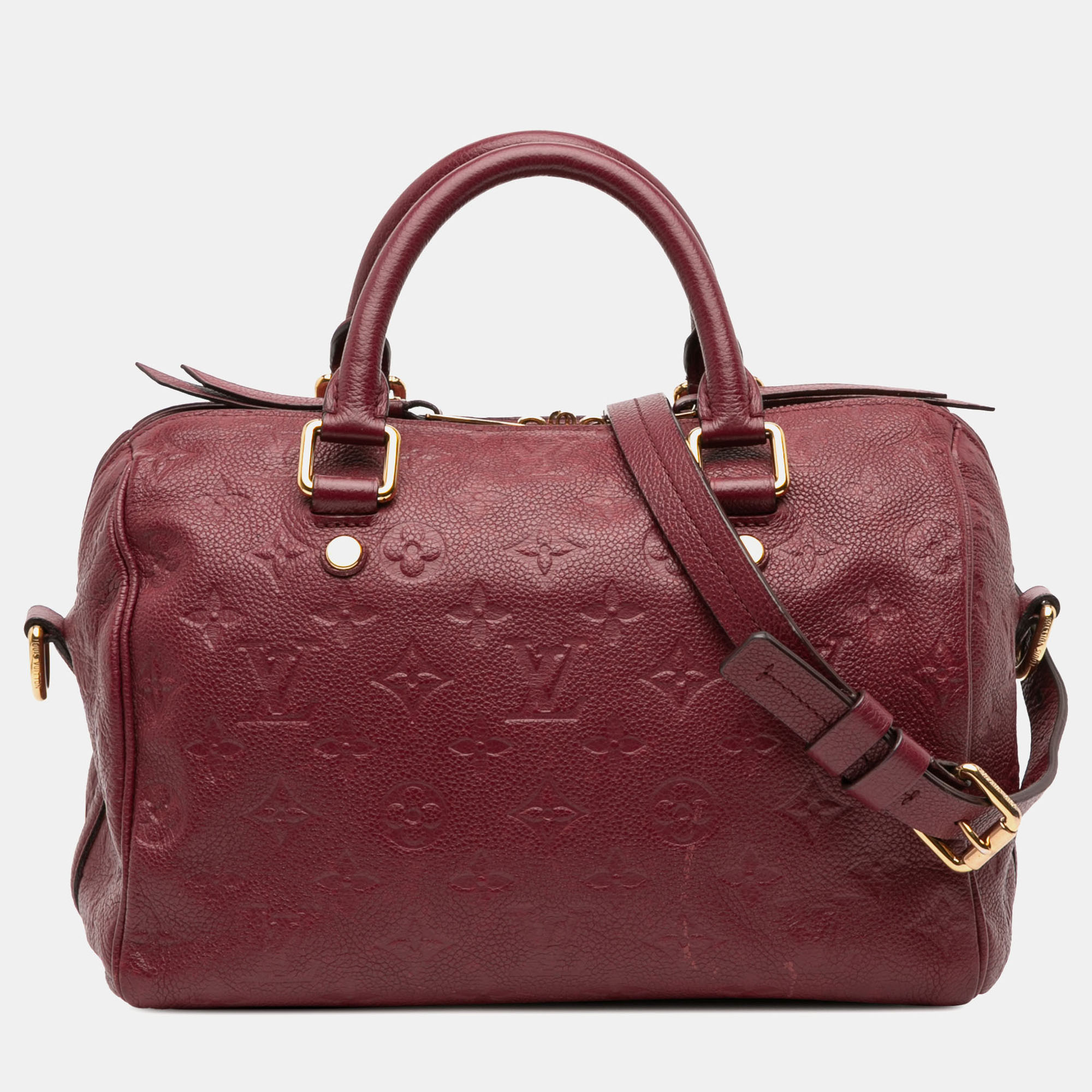 

Louis Vuitton Red Monogram Empreinte Speedy Bandouliere 25