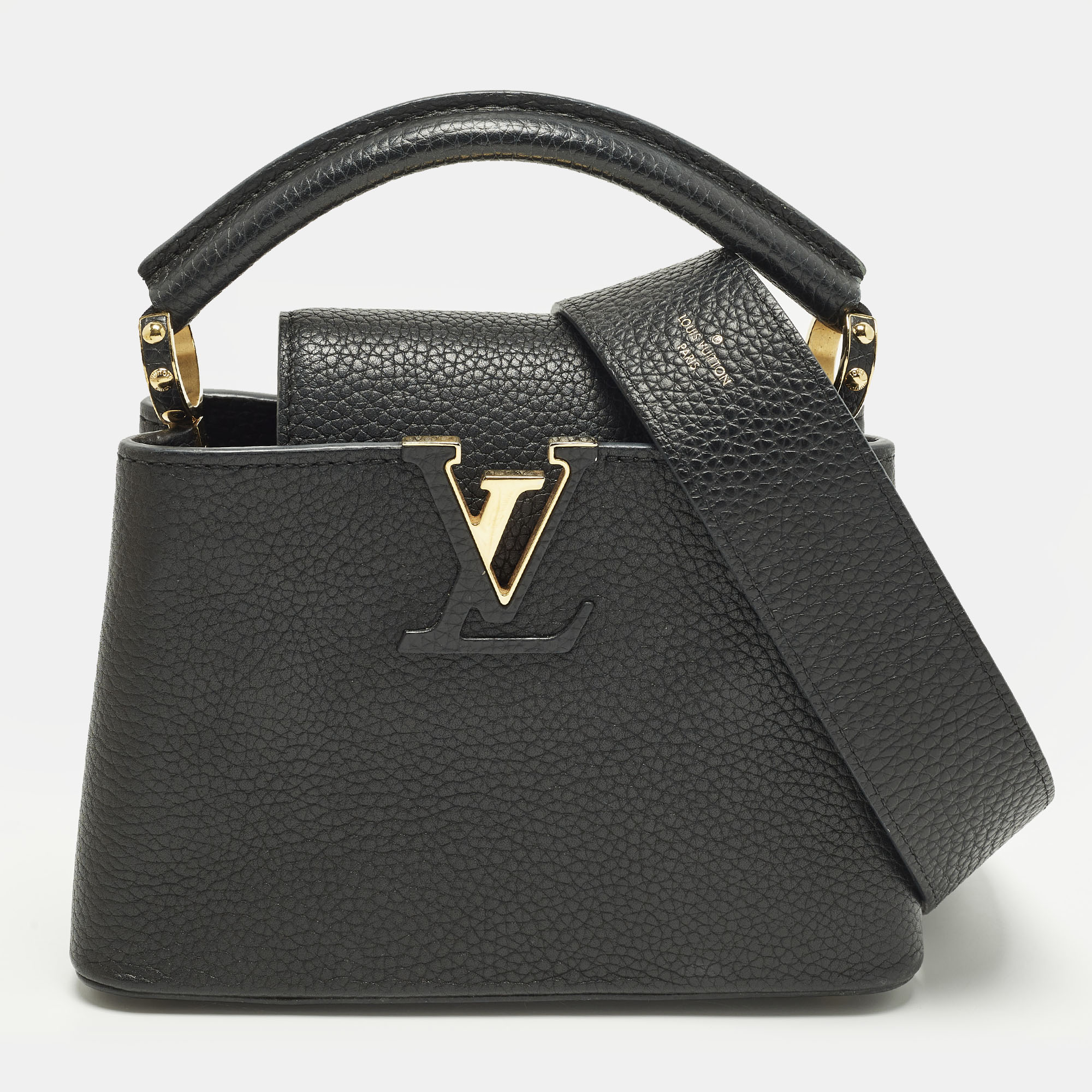 

Louis Vuitton Capucines Mini Black Leather Top Handle Bag