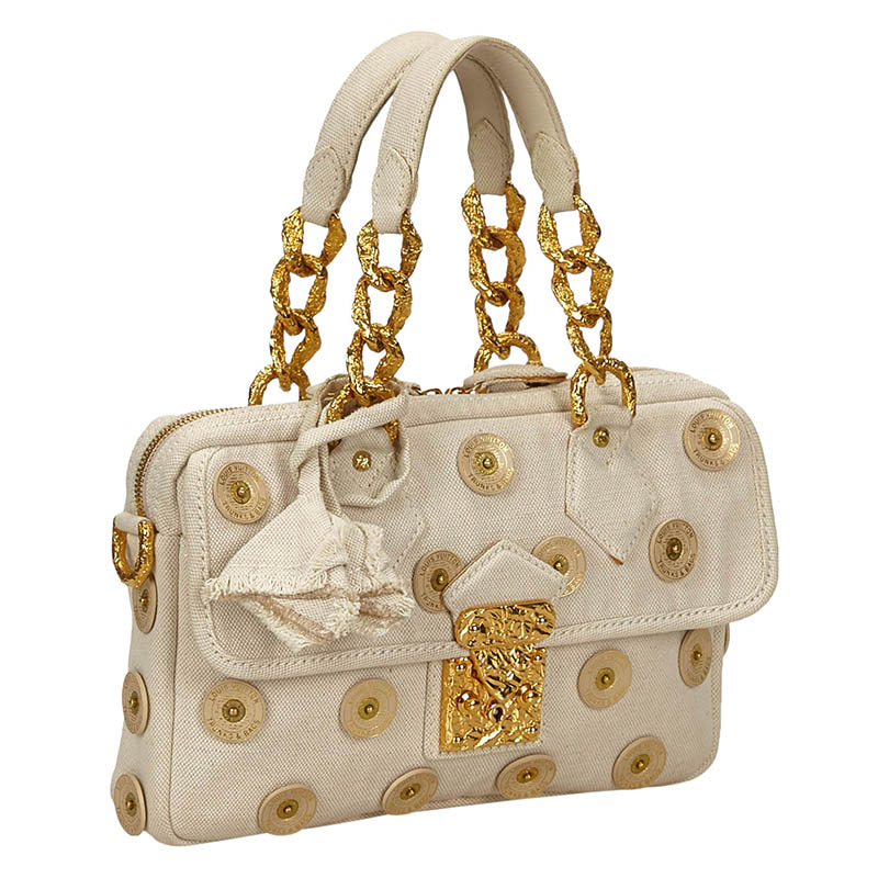 

Louis Vuitton White Canvas Limited Edition Polka Dots Panama Tinkerbell Bag