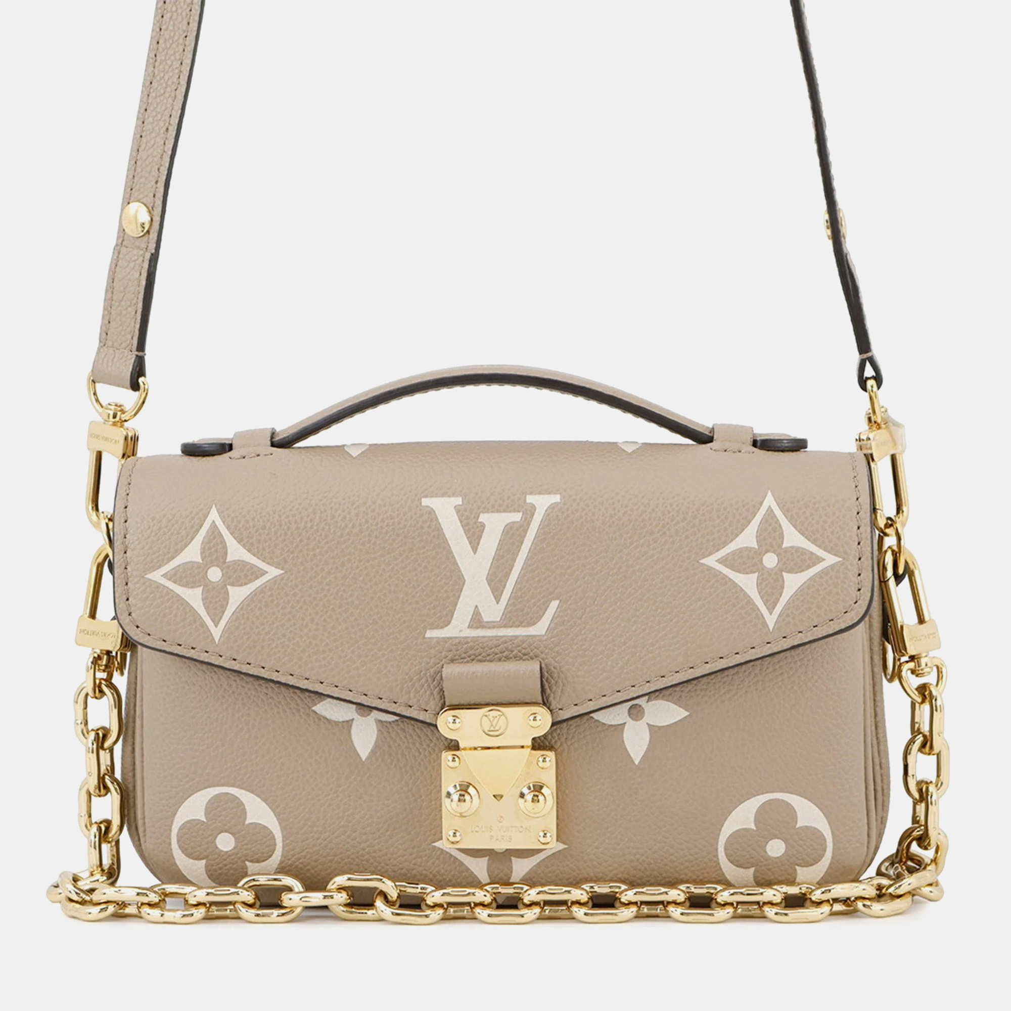 

Louis Vuitton Monogram Empreinte Pochette Metis Handbag, Beige