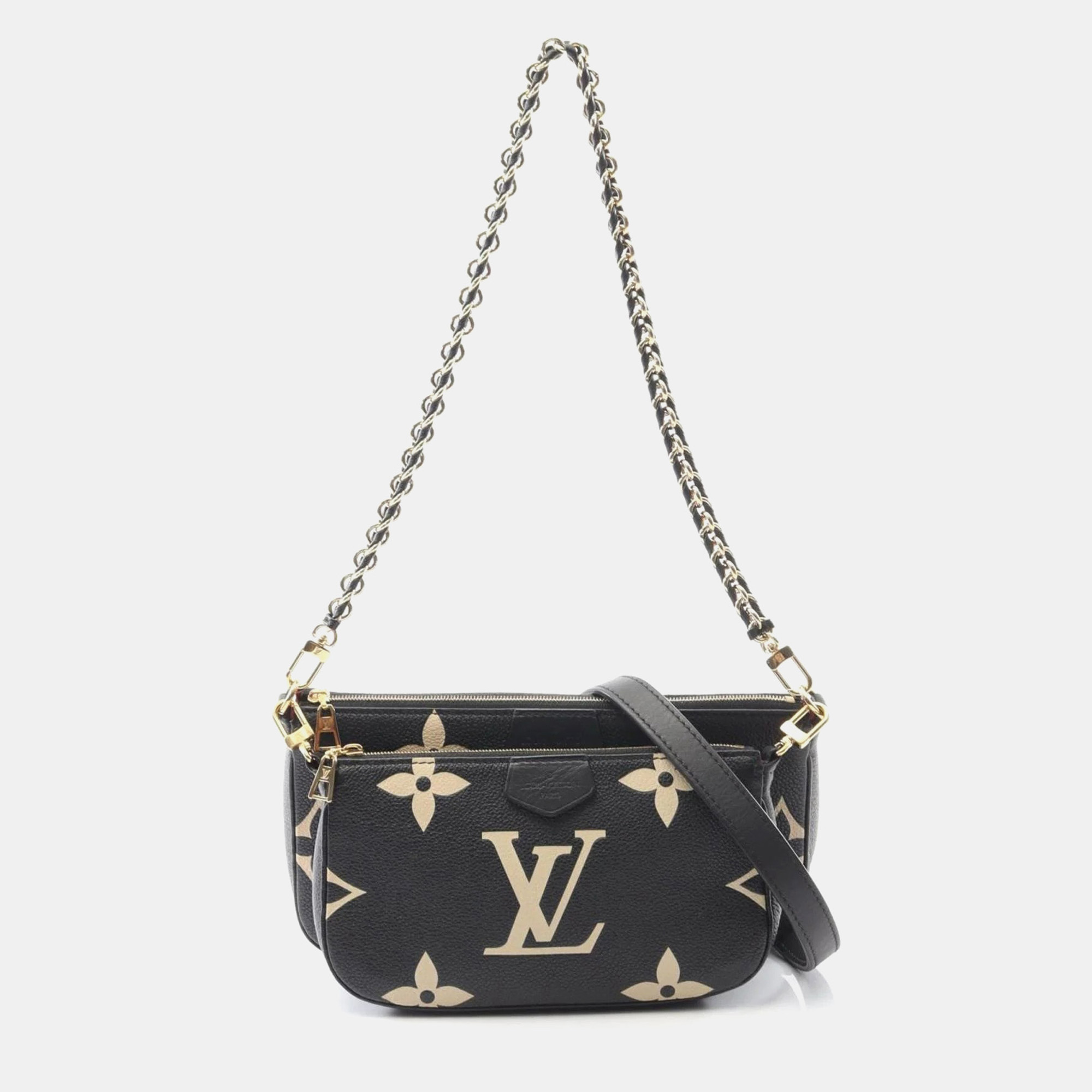 

Louis Vuitton Multi Pochette Accessoires Two-Tone Leather Shoulder Bag Black And Beige