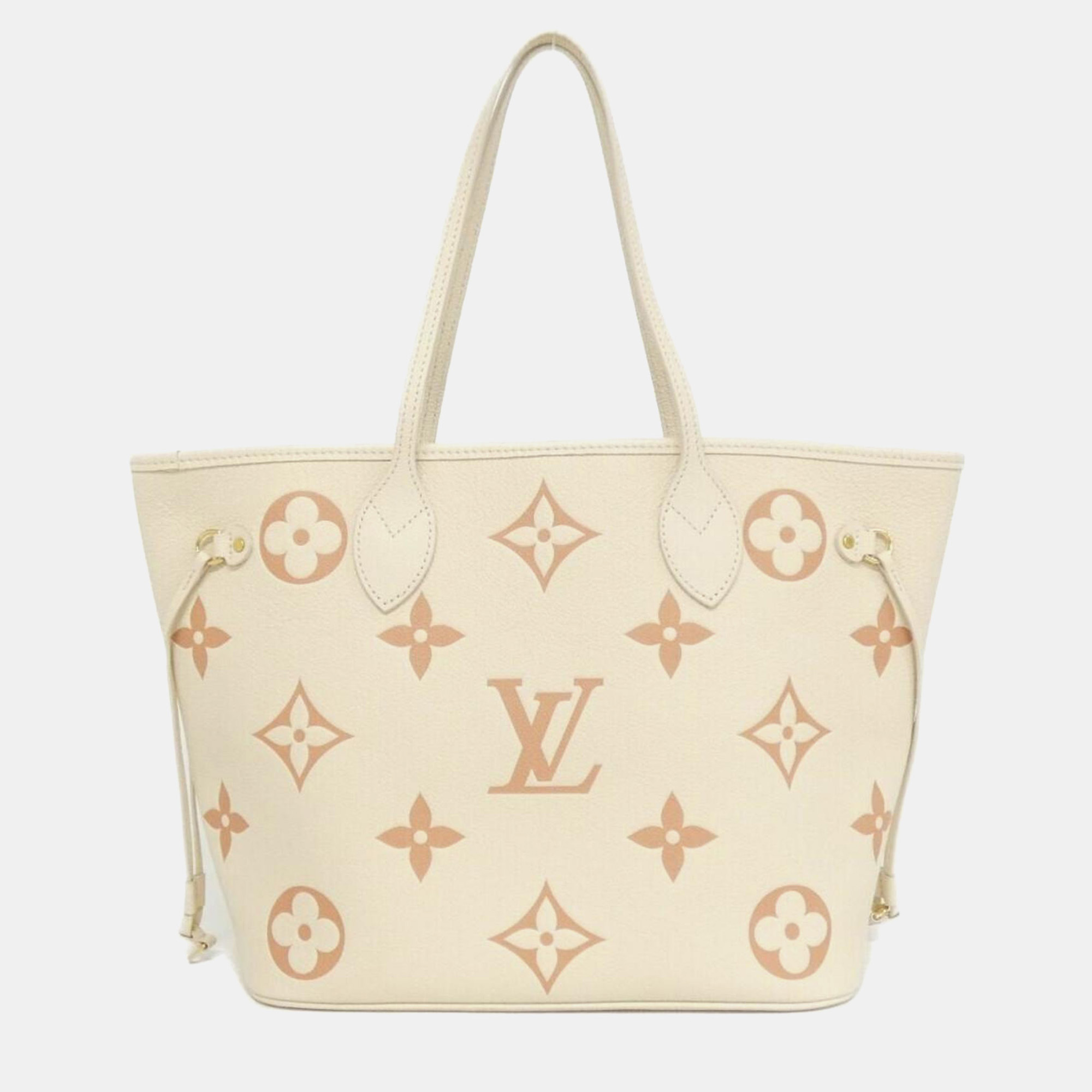 

Louis Vuitton Two-Tone Monogram Empreinte Neverfull Mm Handbag, Cream