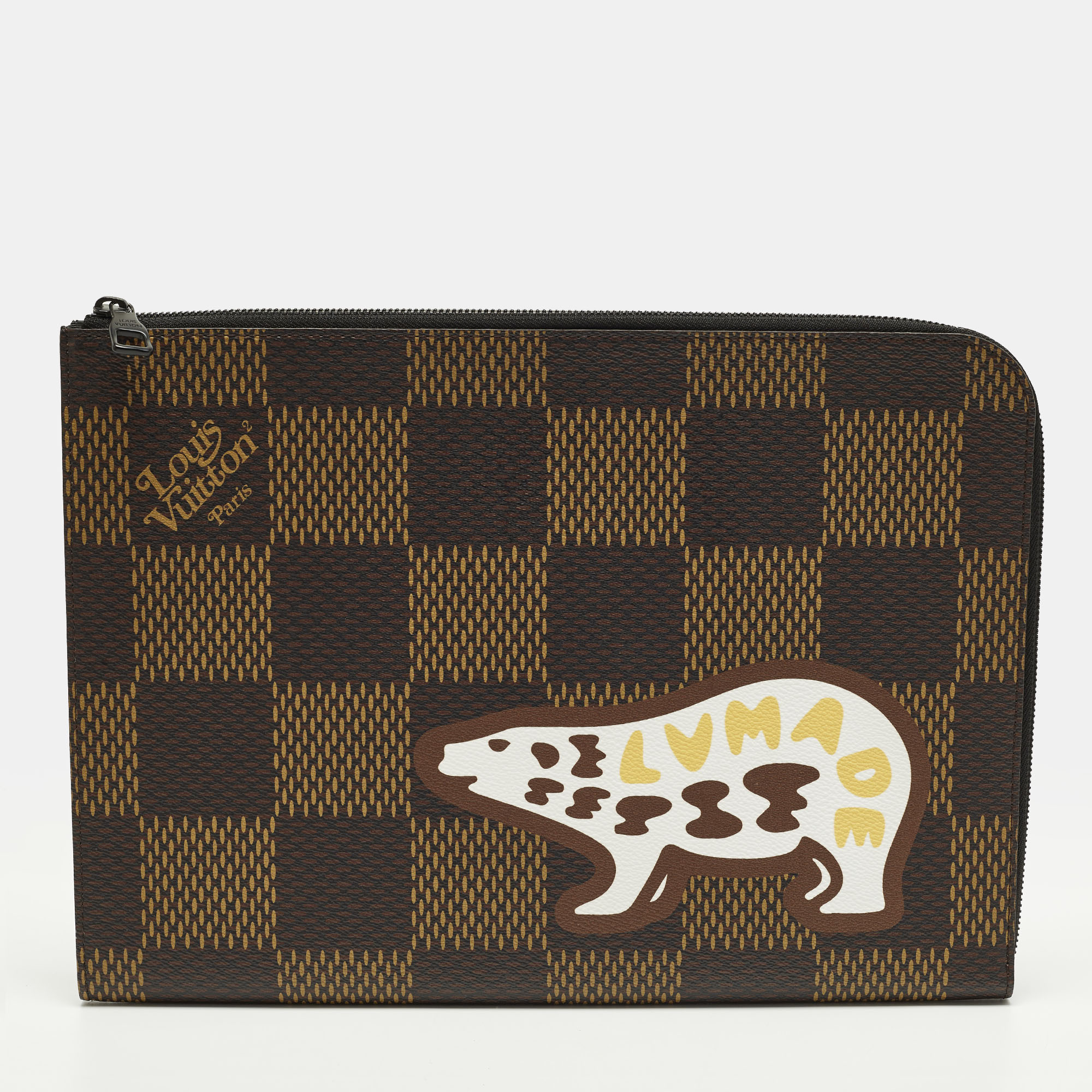 

Louis Vuitton x Nigo Pochette Jour GM Damier Ebene Giant Canvas Clutch, Brown