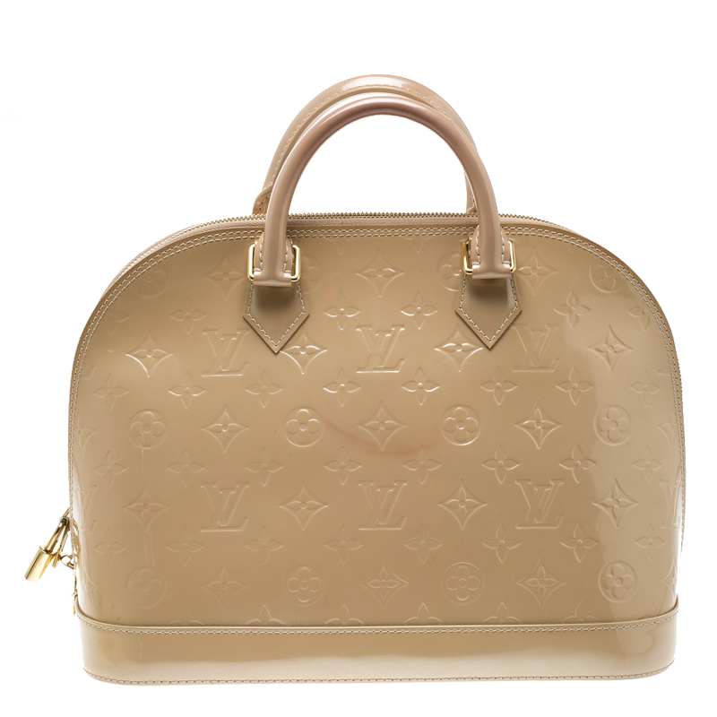Pre-owned Louis Vuitton Beige Monogram Vernis Alma Pm Bag