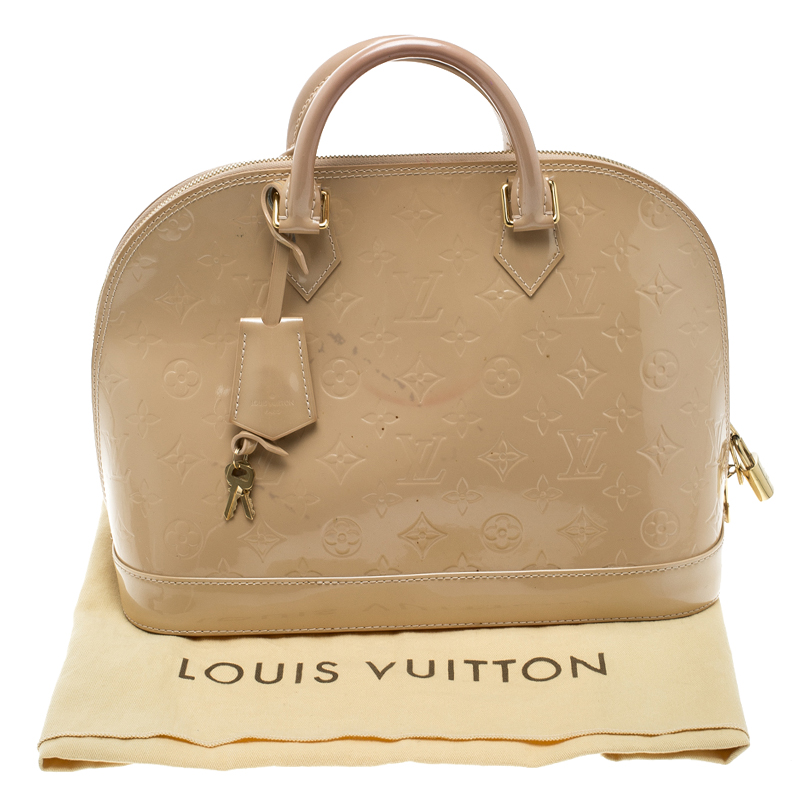 Pre-owned Louis Vuitton Beige Monogram Vernis Alma Pm Bag