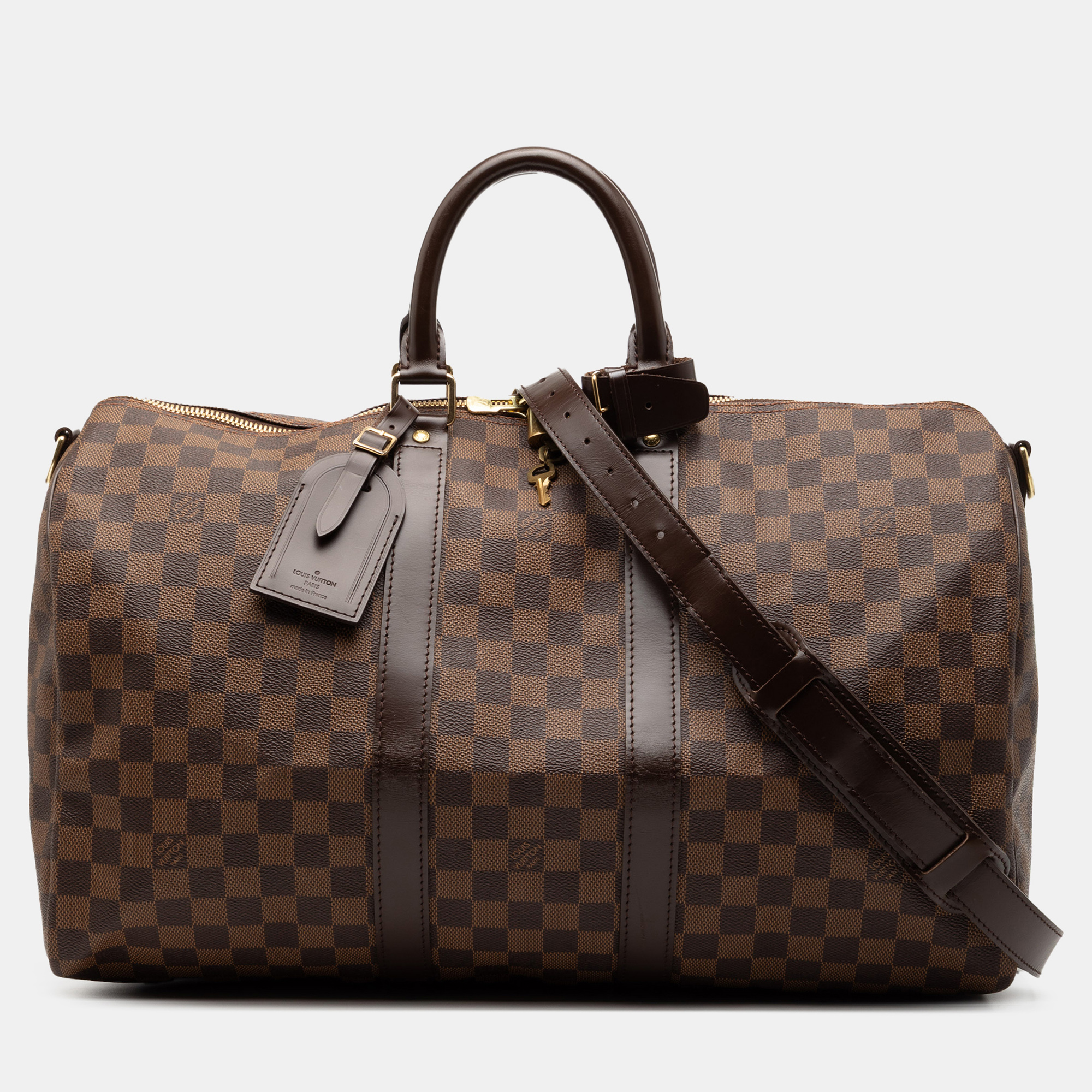

Louis Vuitton Brown Damier Ebene Keepall Bandouliere 45
