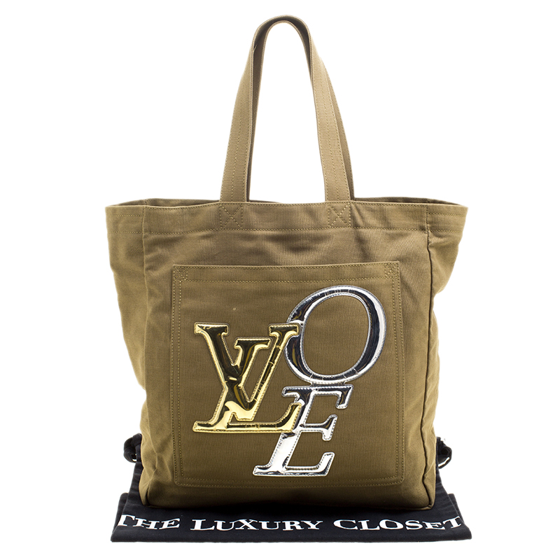 Louis Vuitton Khaki Canvas Limited Edition That's Love Miroir Tote Louis  Vuitton