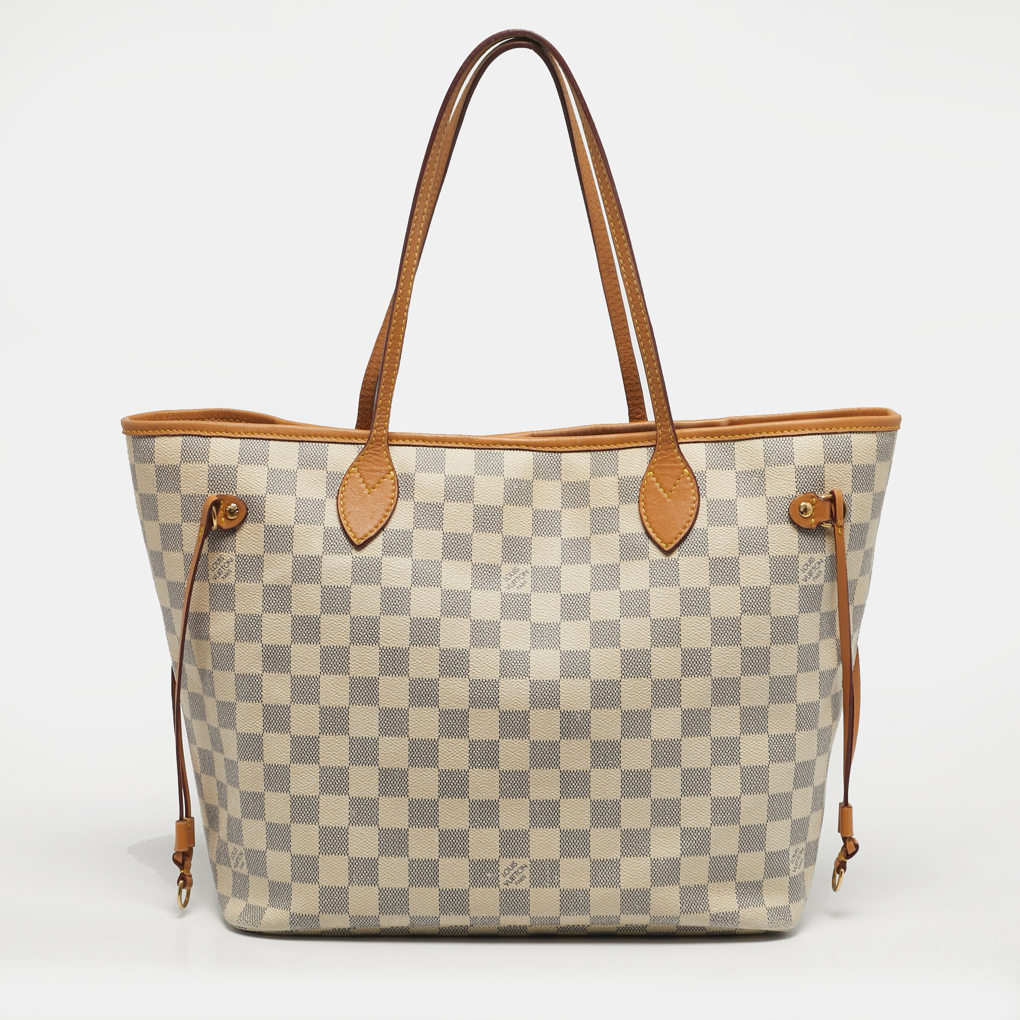 

Louis Vuitton Neverfull MM Damier Azur Canvas Bag, White