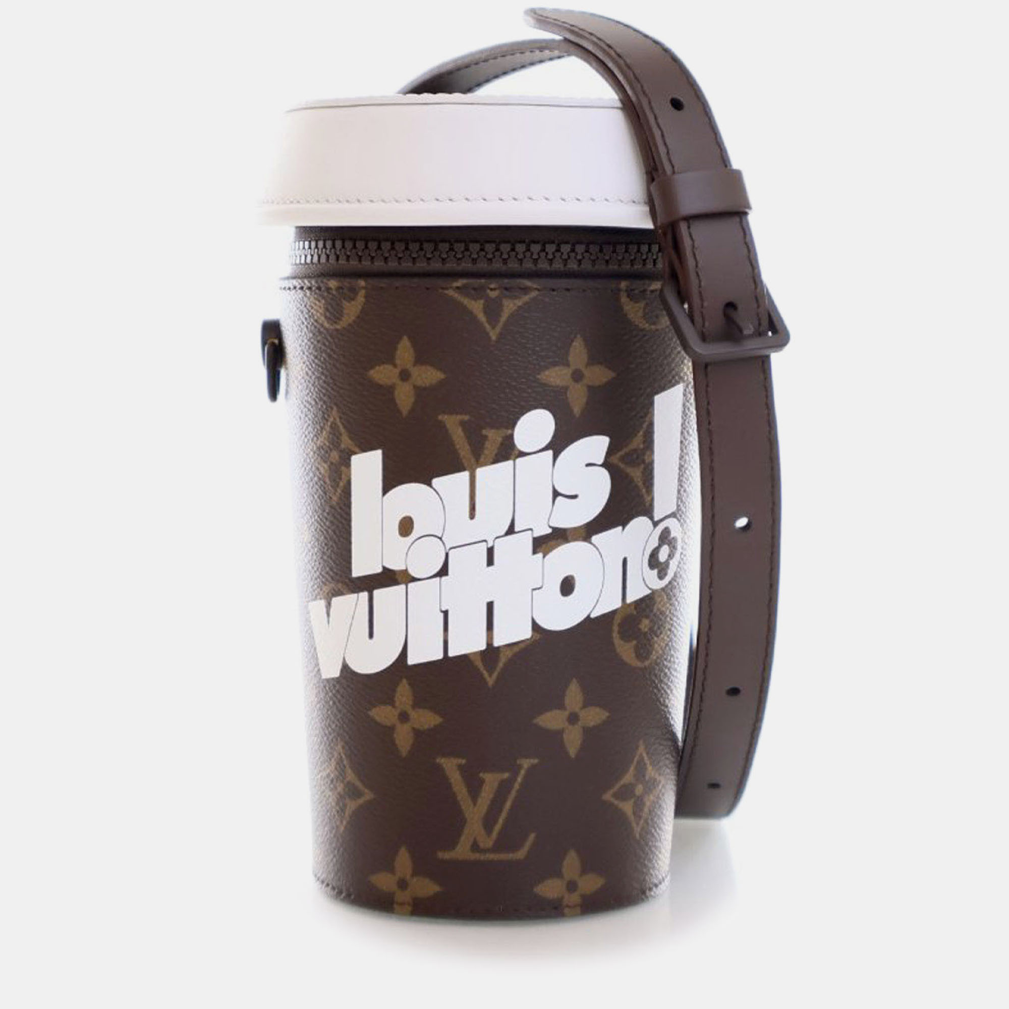 

Louis Vuitton Brown White Monogram Coffee Cup Pouch