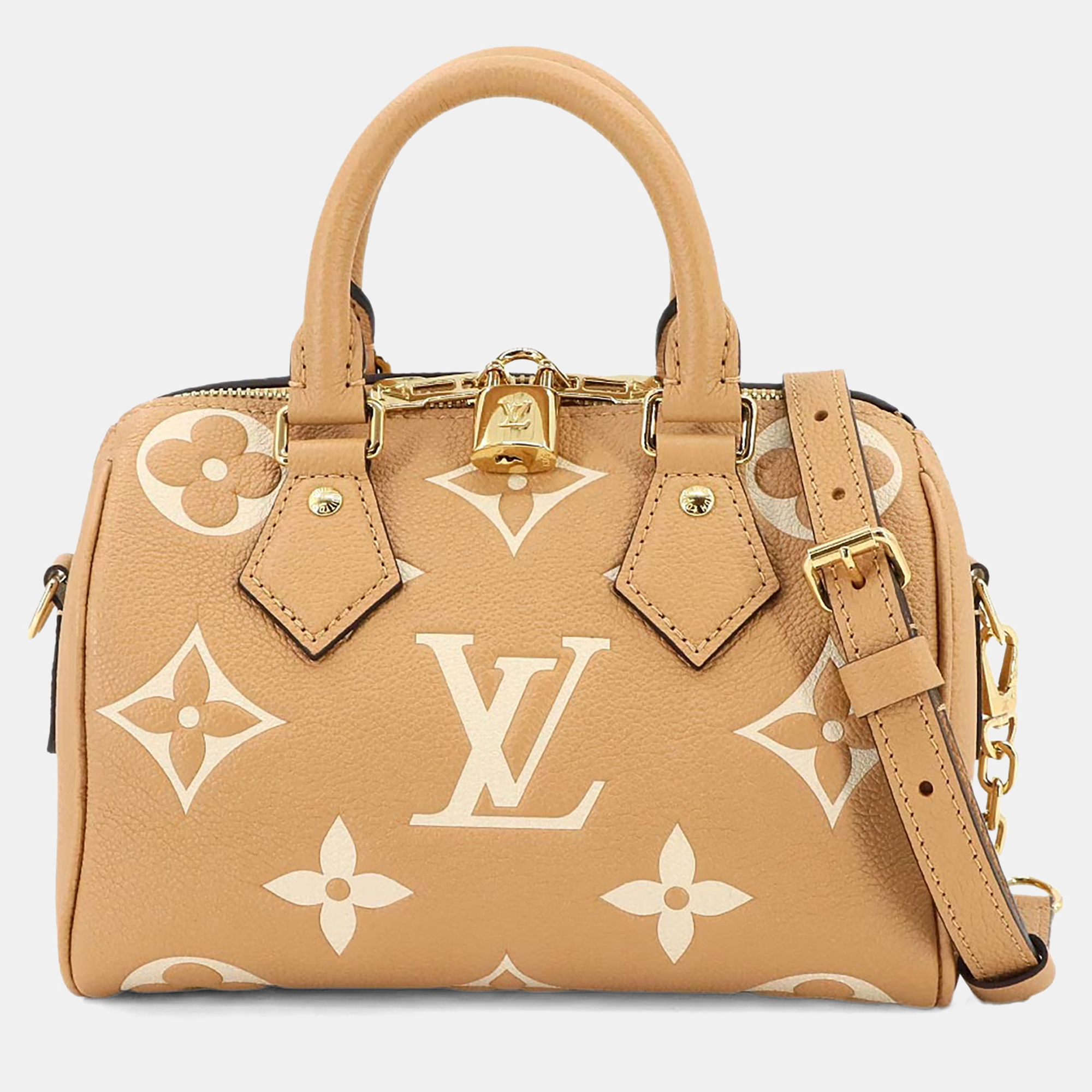 

Louis Vuitton Speedy Bandouliere 20 Arizona Creme Monogram Empreinte Leather Handbag, Cream