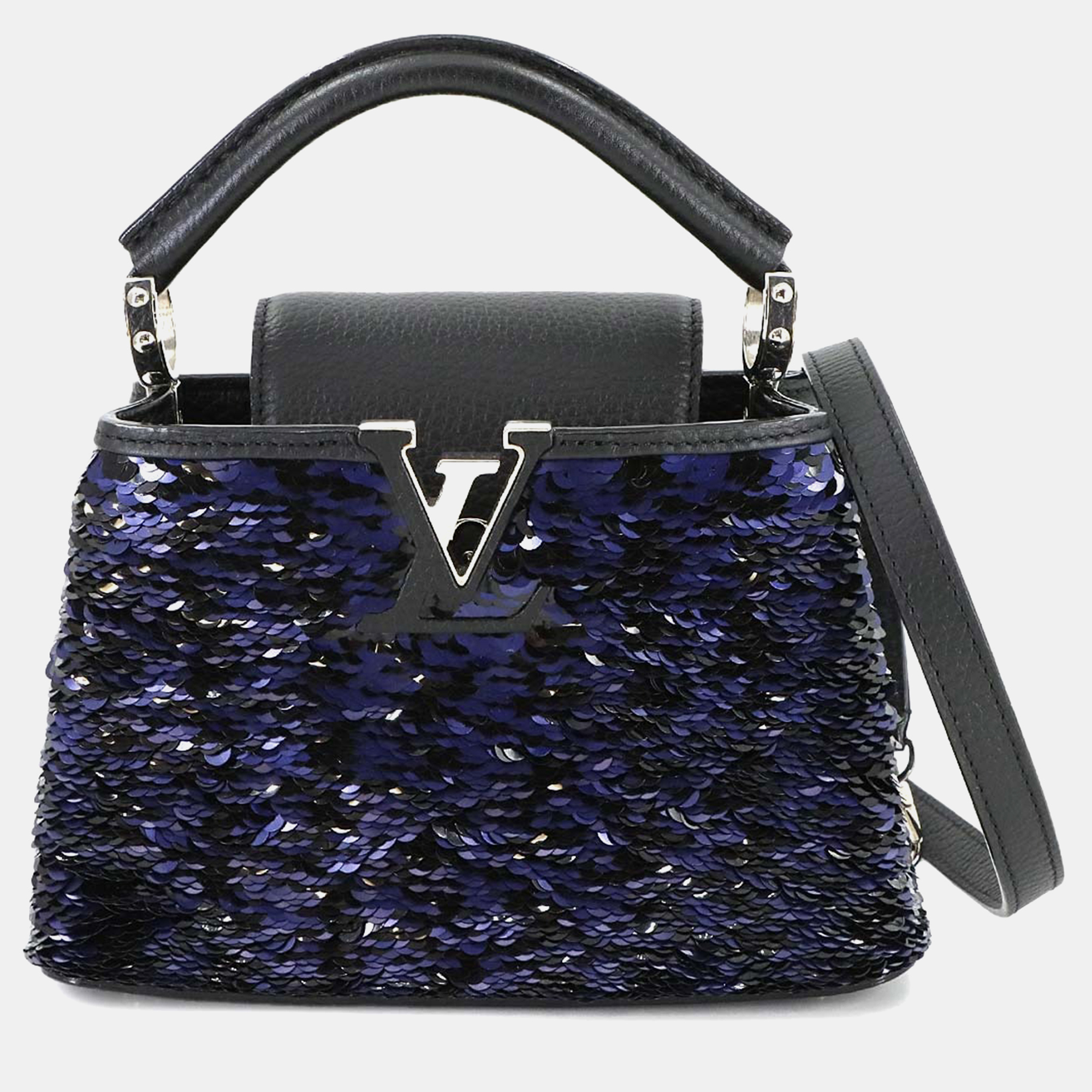 

Louis Vuitton Capucines Mini Black/Navy Taurillon Leatherand Sequins Satchel Bag