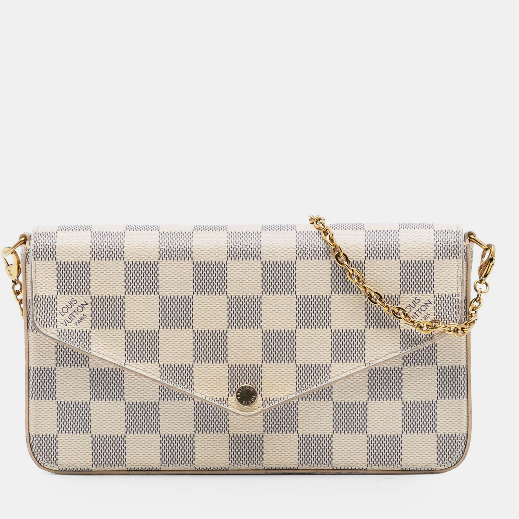 

Louis Vuitton White Damier Azur Pochette Felicie