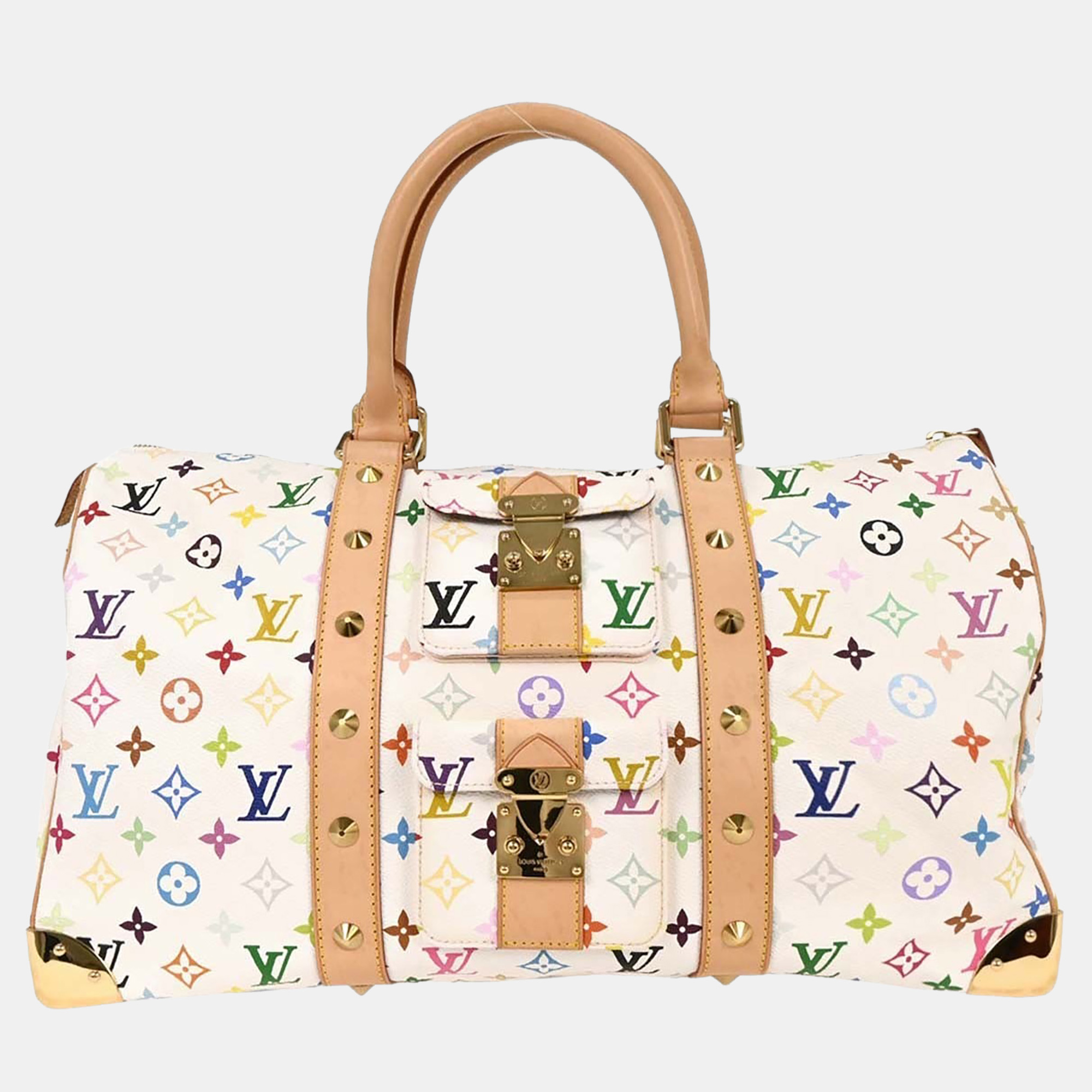

Louis Vuitton White Monogram Multicolor Keepall 45 Handbag