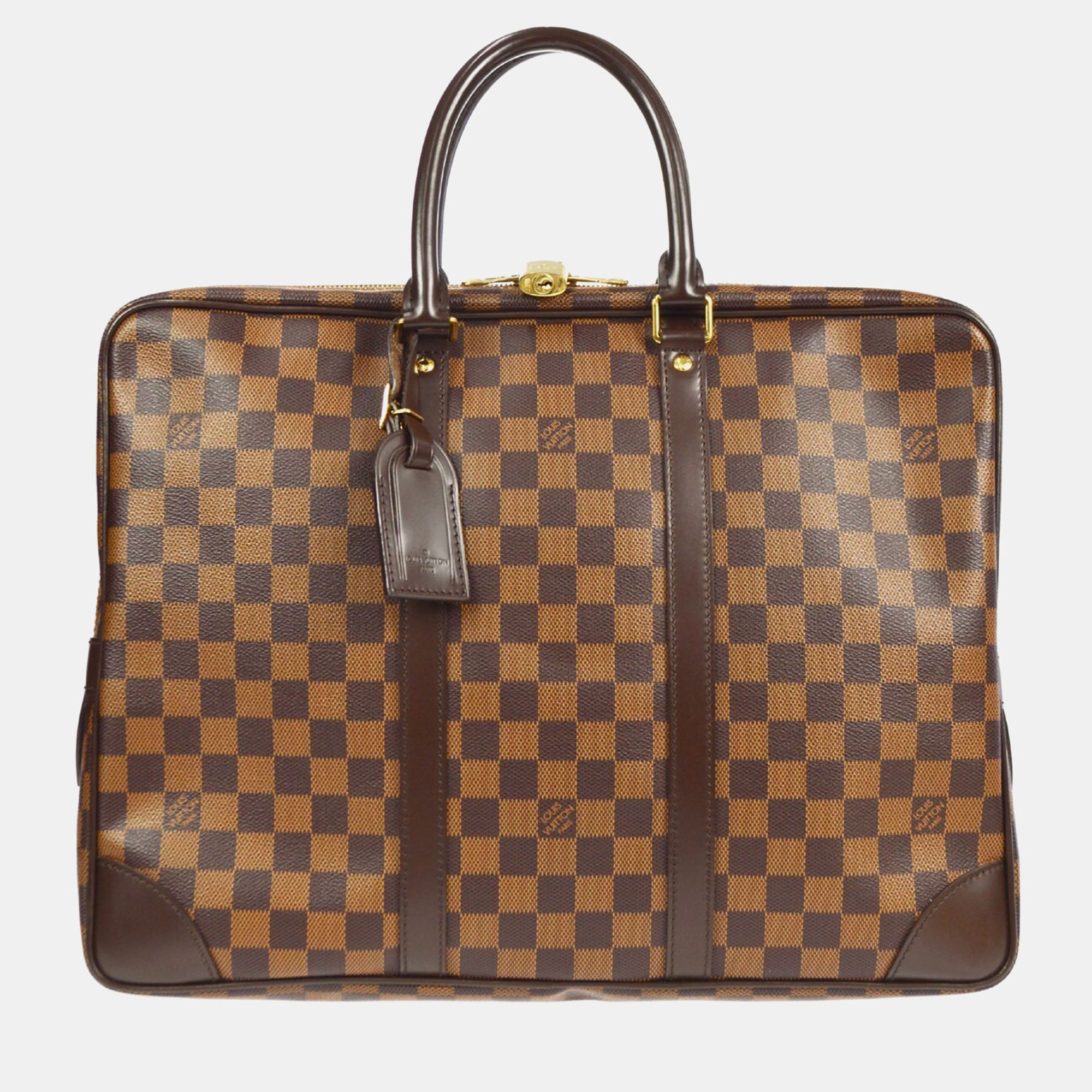 Pre-owned Louis Vuitton Damier Porte Documents Voyage Handbag In Brown