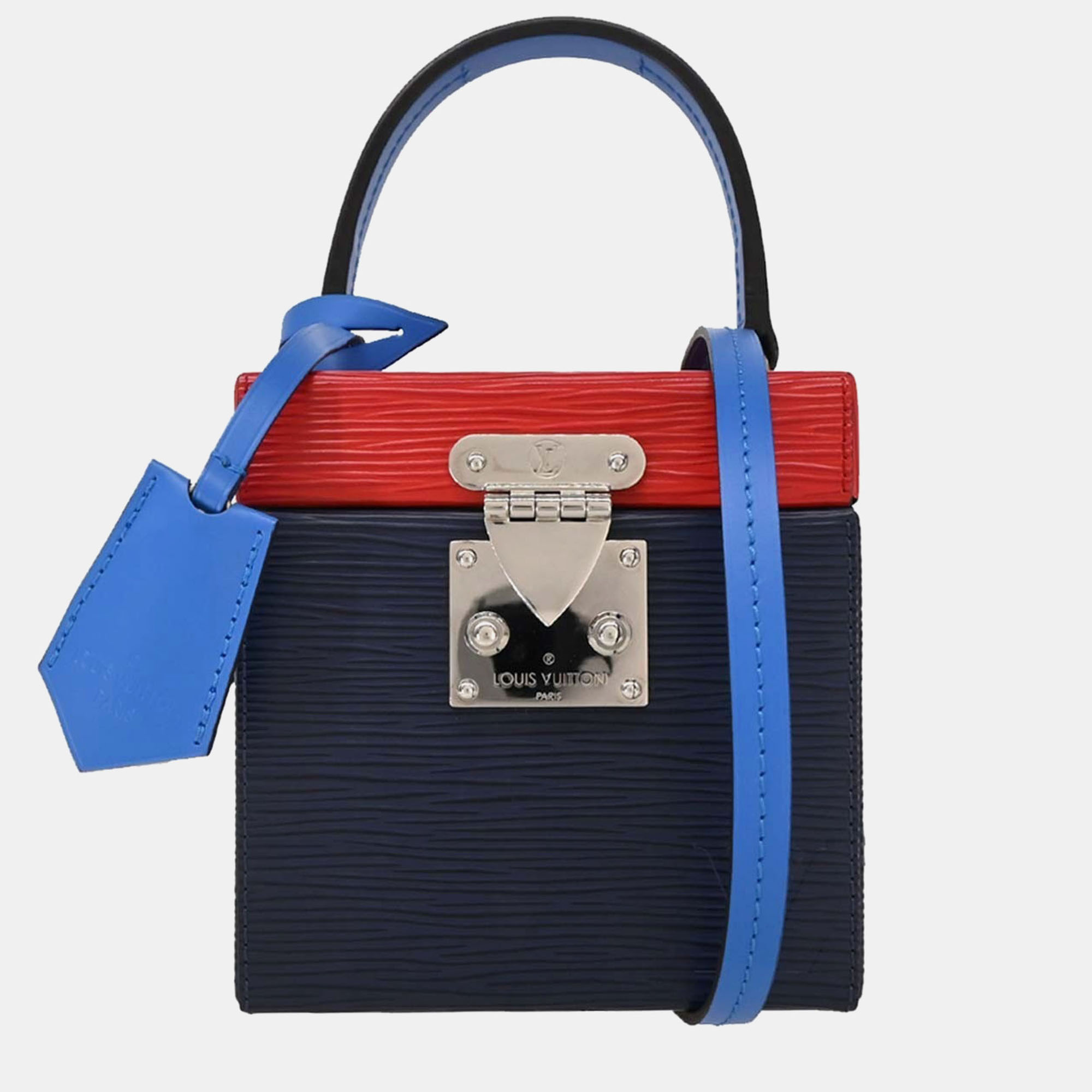 

Louis Vuitton Navy Red Epi Bleecker Box Handbag, Navy blue