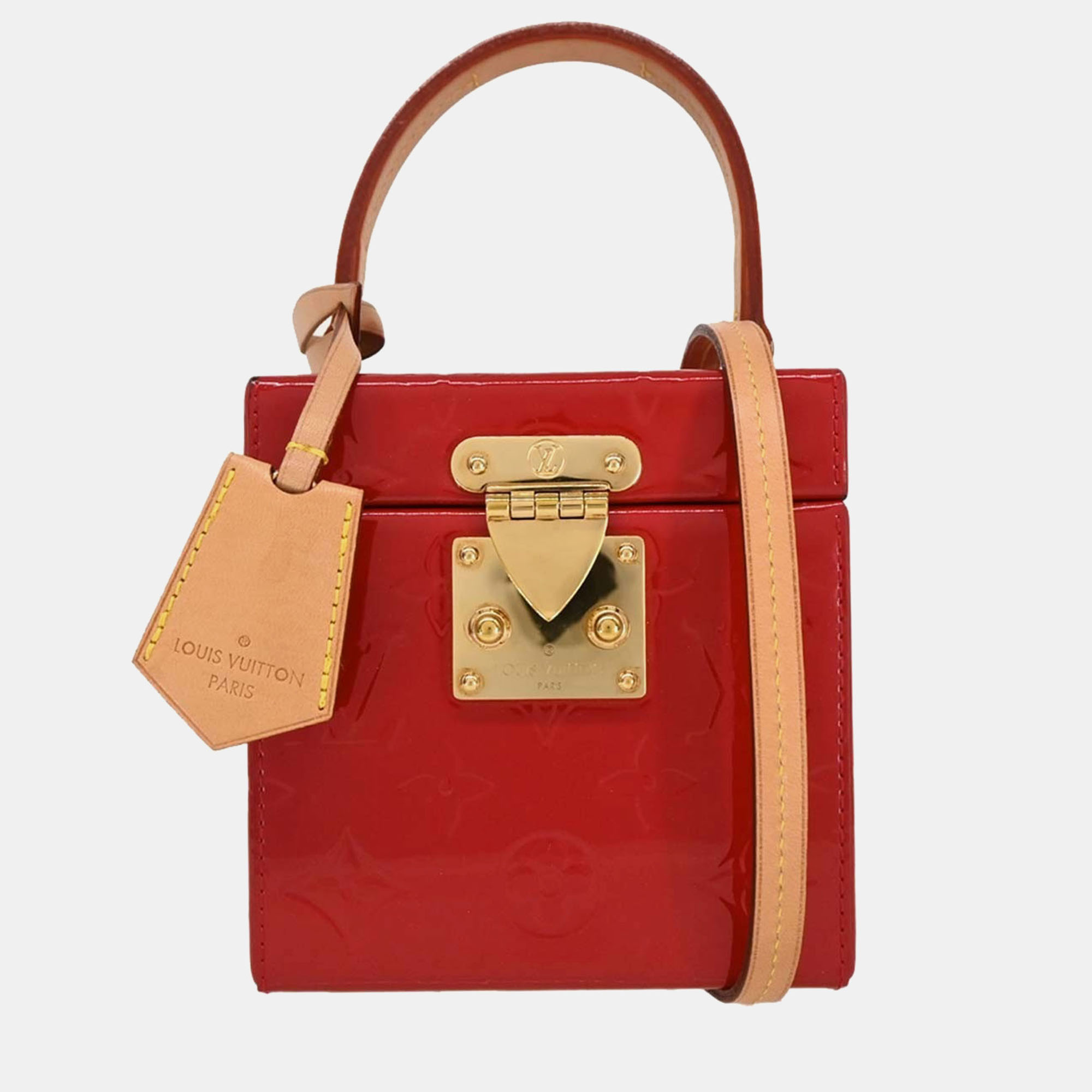 

Louis Vuitton Red Vernis Bleecker Box Handbag, Beige