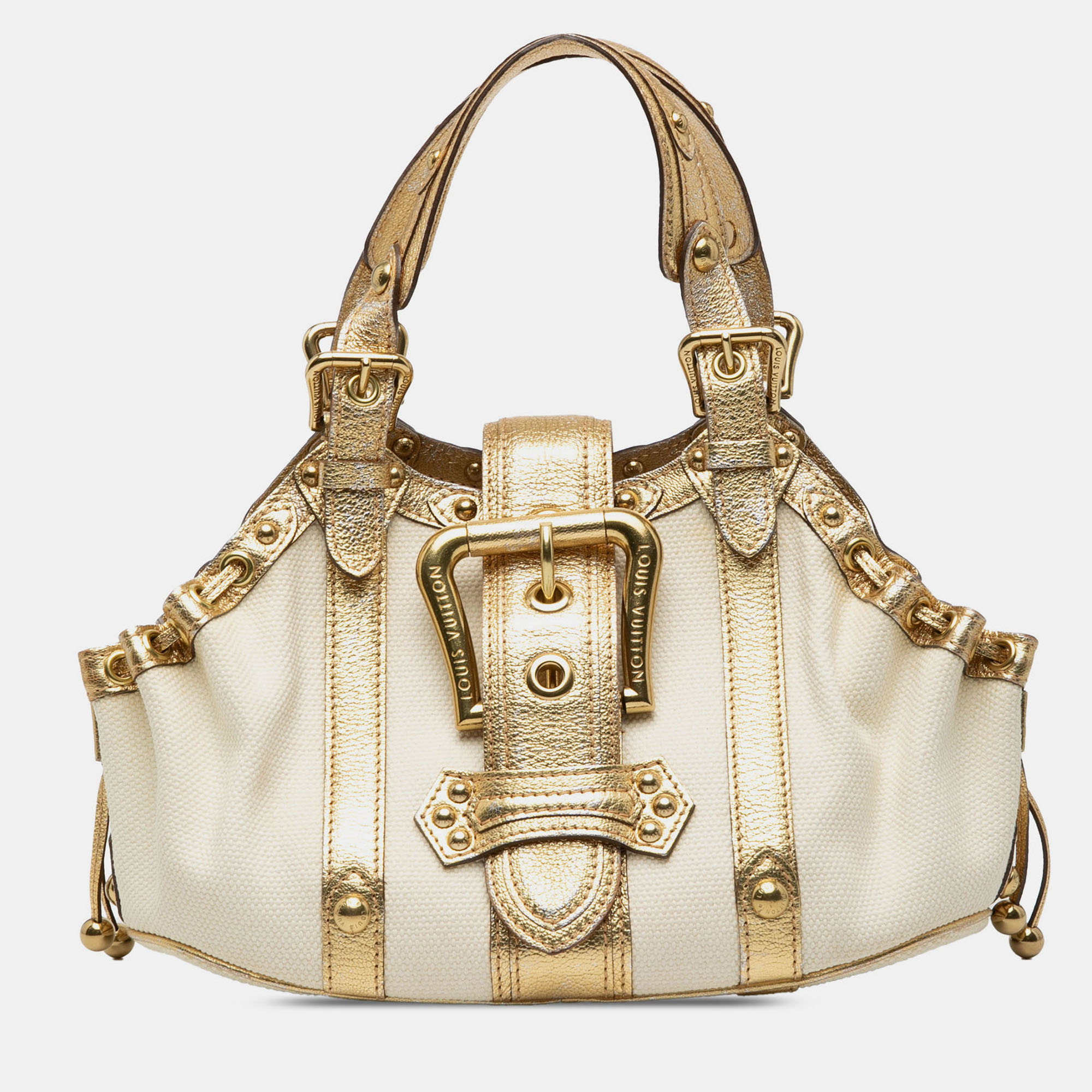 

Louis Vuitton Gold White Canvas Theda Treanonne GM