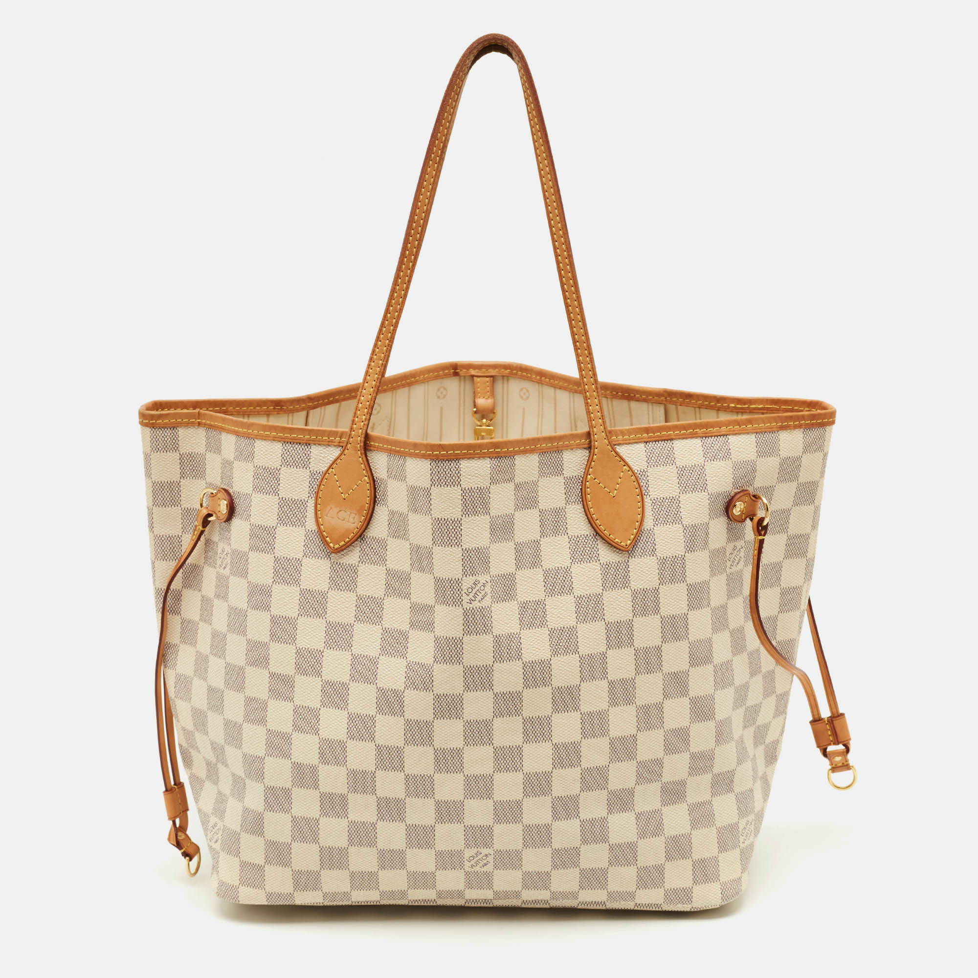 

Louis Vuitton Neverfull MM Damier Azur Canvas Bag, White