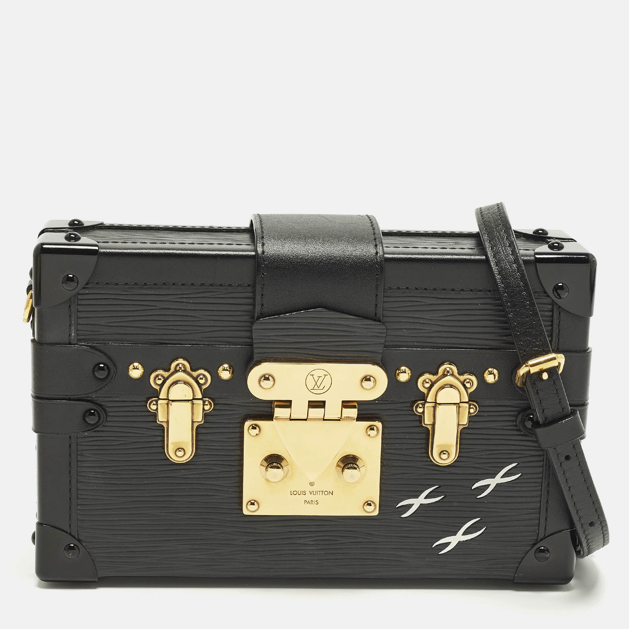 Pre-owned Louis Vuitton Petite Malle Black Epi Leather Clutch Bag