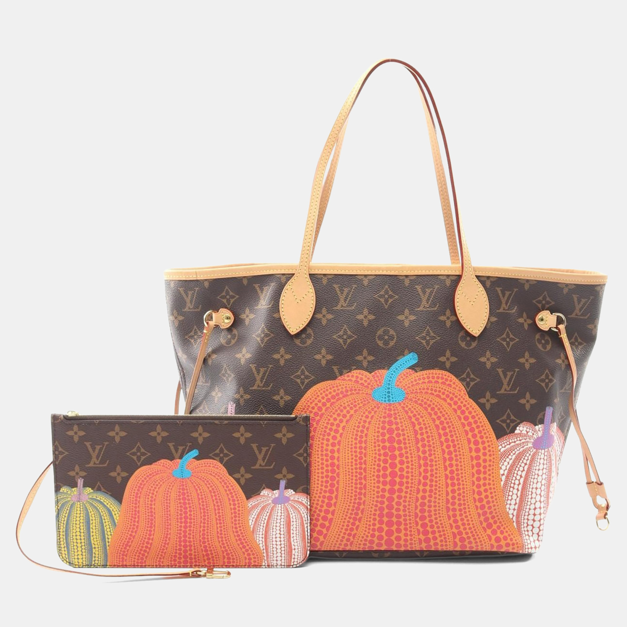 

Louis Vuitton Neverfull MM Yayoi Kusama Pumpkin Dots Monogram Canvas Tote Bag, Brown