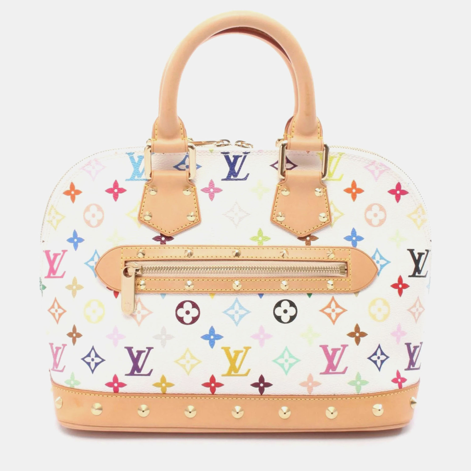 

Louis Vuitton Alma Handbag Coated Canvas And Leather Monogram Multicolore White