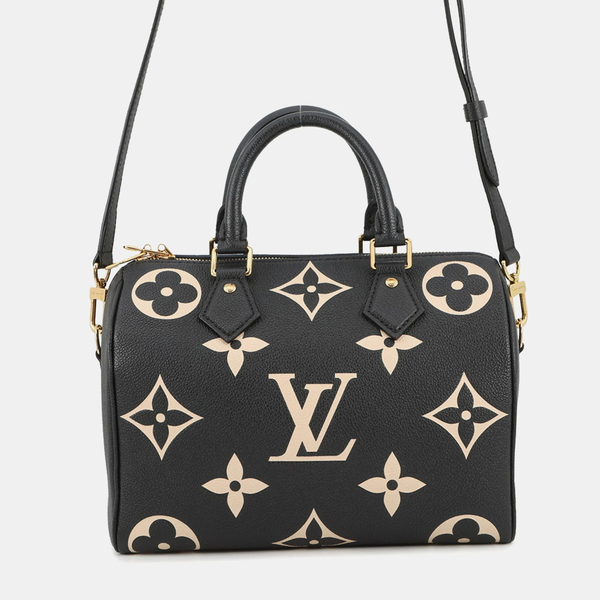 

Louis Vuitton Two-Tone Monogram Empreinte Speedy Bandouliere 25 Handbag Black