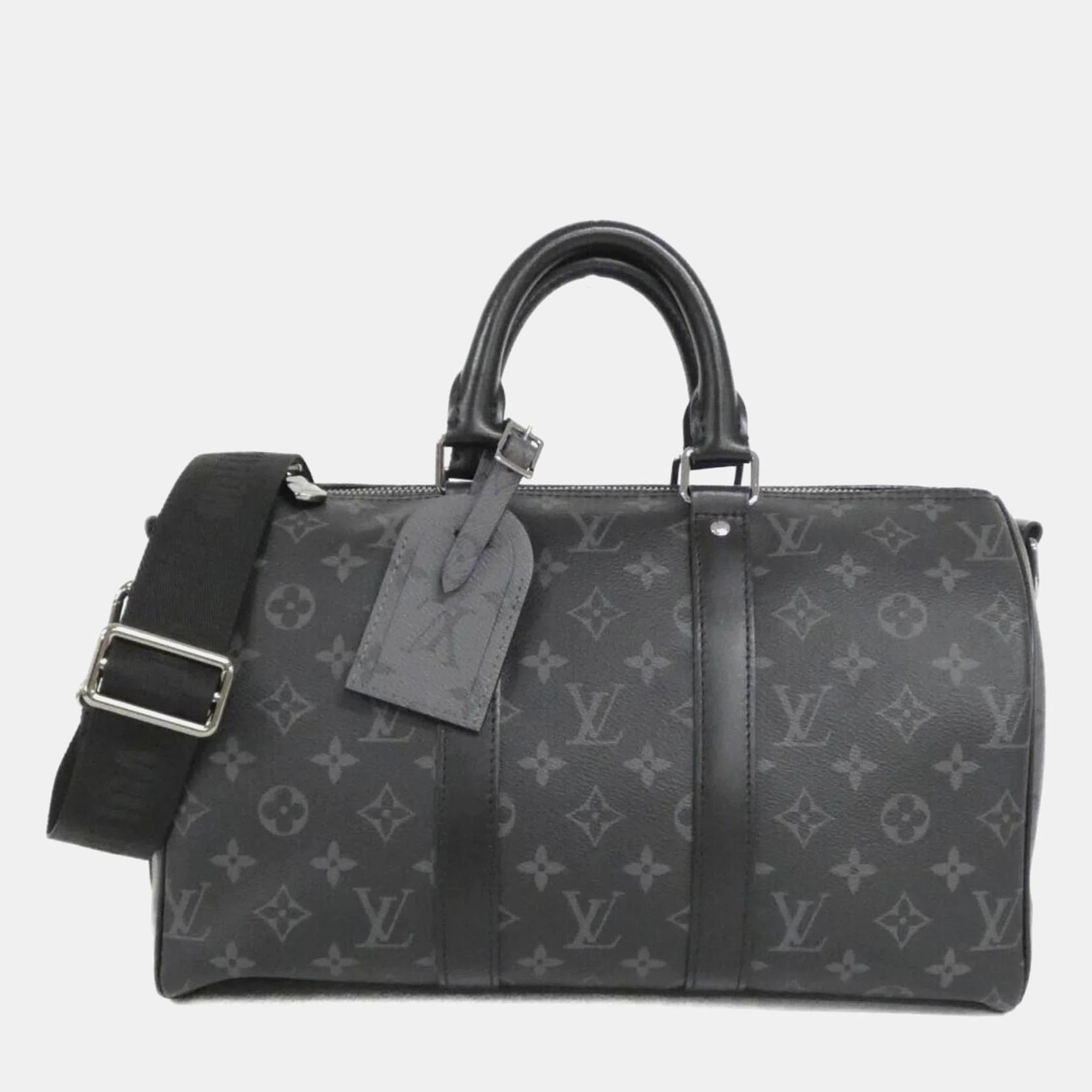 

Louis Vuitton Monogram Eclipse Keepall Bandouliere  Boston Bag, Black