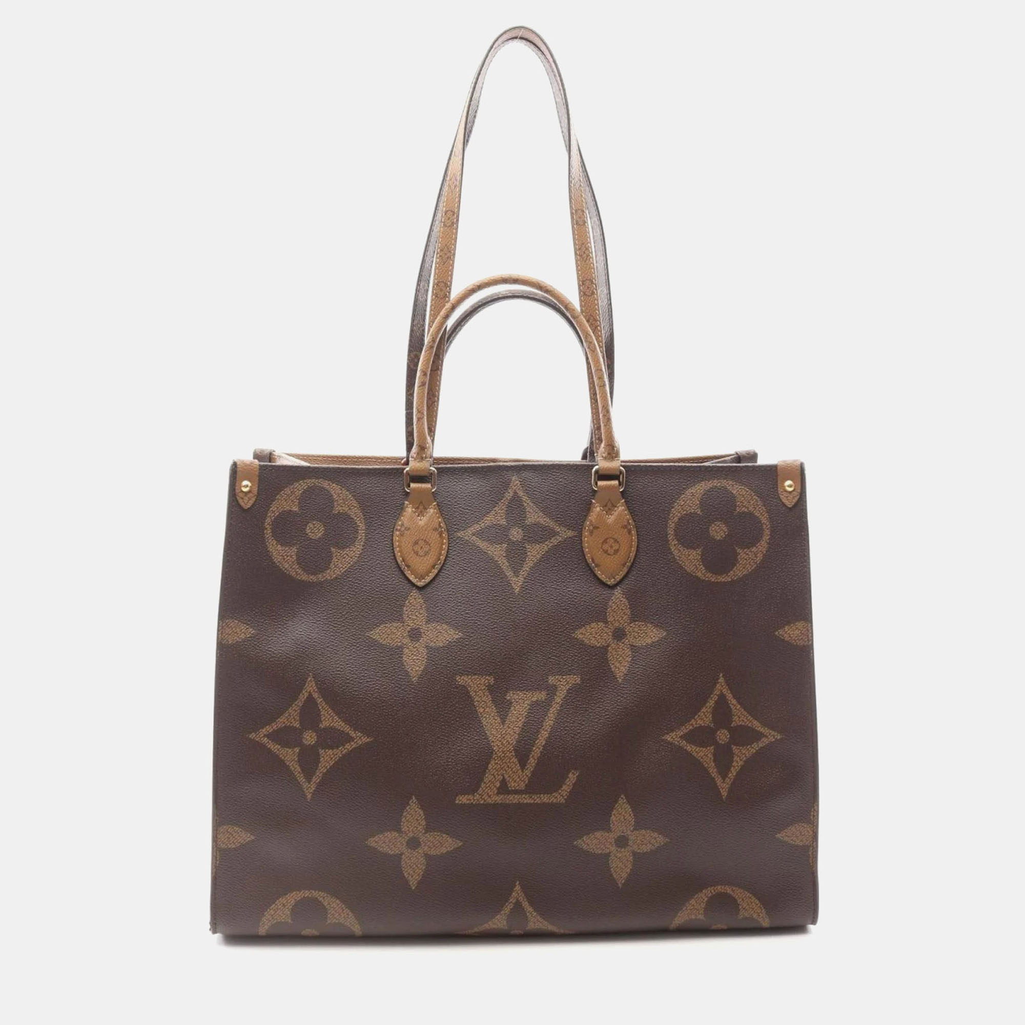 

Louis Vuitton On The Go Gm Tote Bag Coated Canvas Monogram Giant Reverse Brown Beige