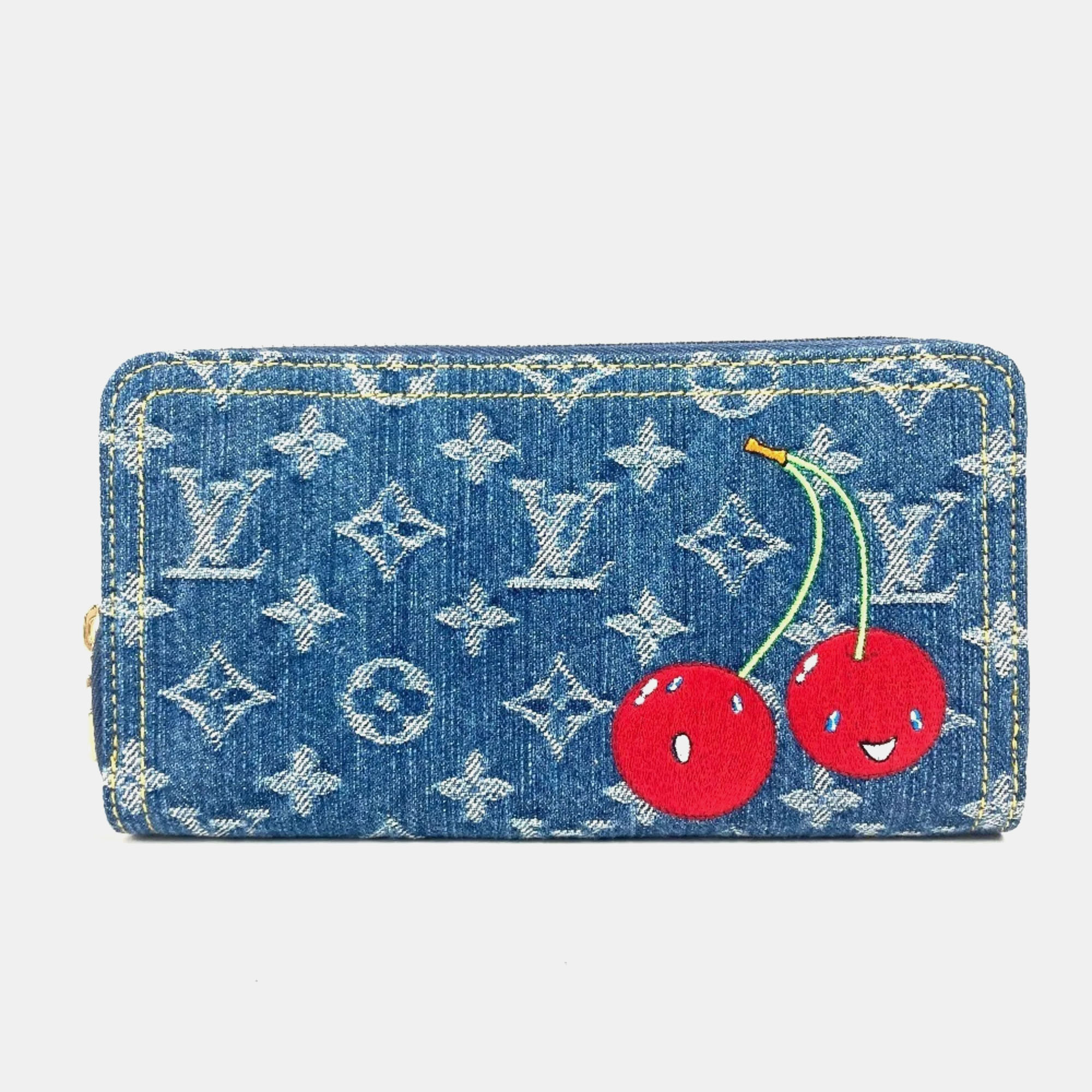 

Louis Vuitton Zippy Monogram Denim Cherry Blue Denim Long Wallet