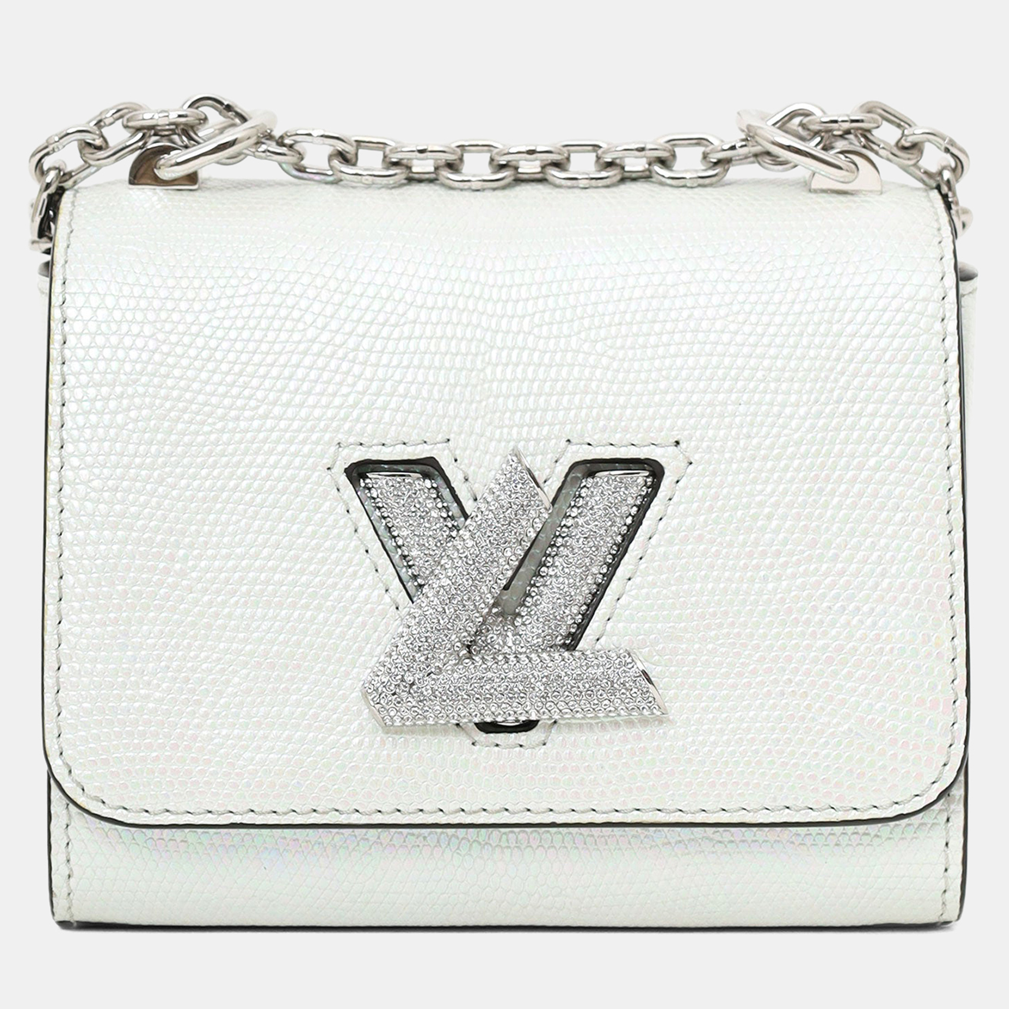 

Louis Vuitton 2020 White Iridescent Karung Leather Twist Mini with Crystal Buckle