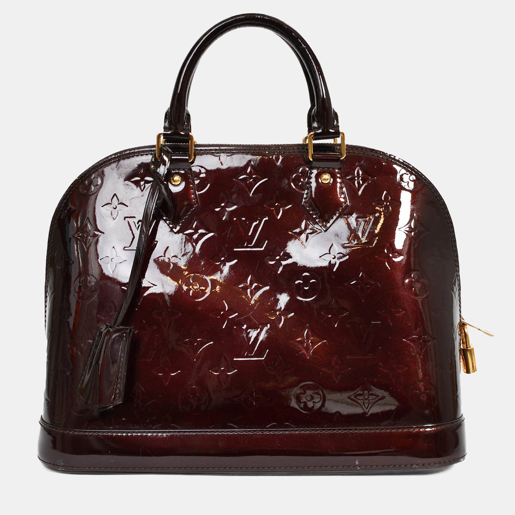 

Louis Vuitton Amarante Vernis Leather Monogram 'Alma' Top Handle Bag, Burgundy