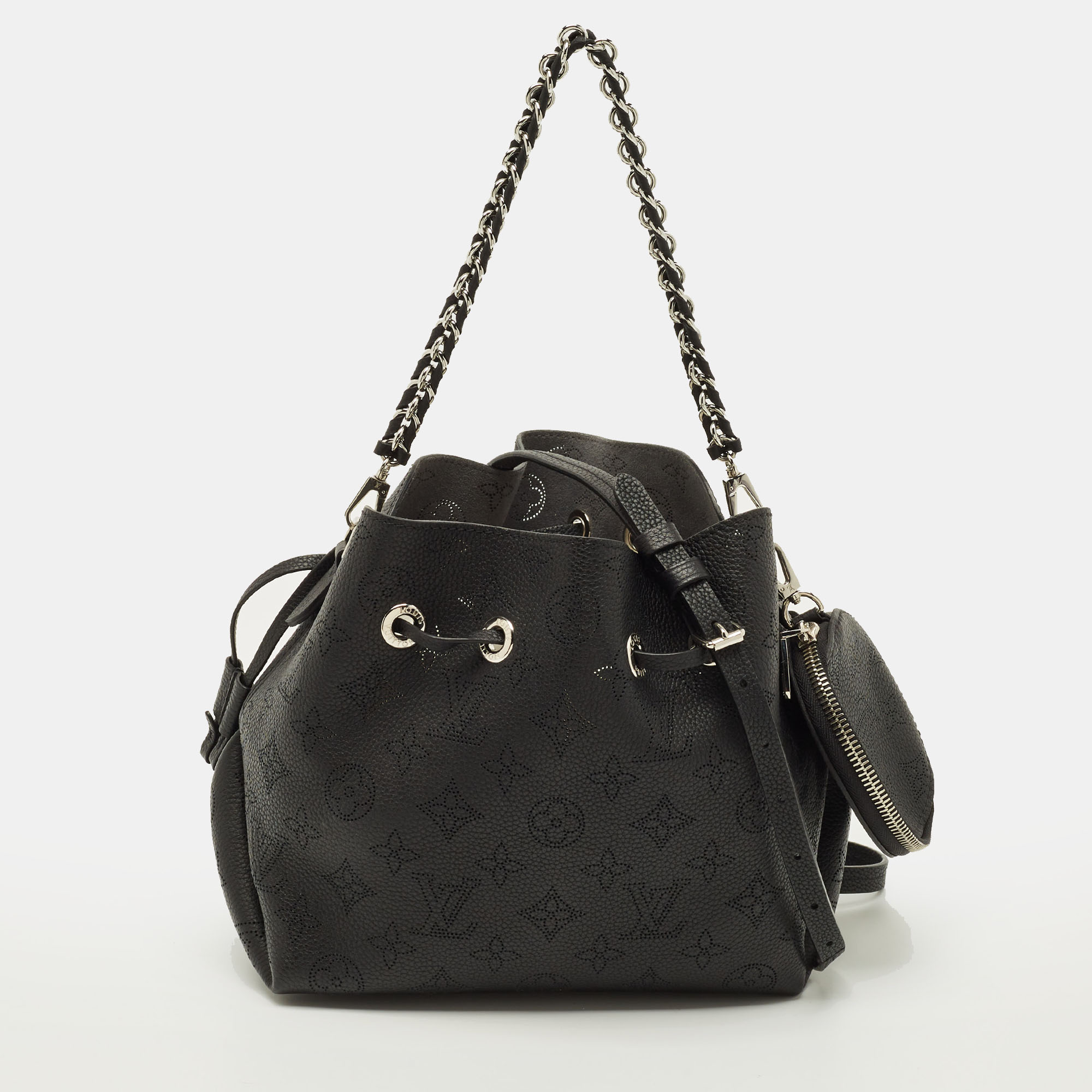 

Louis Vuitton Bella Black Monogram Mahina Leather Bucket Bag