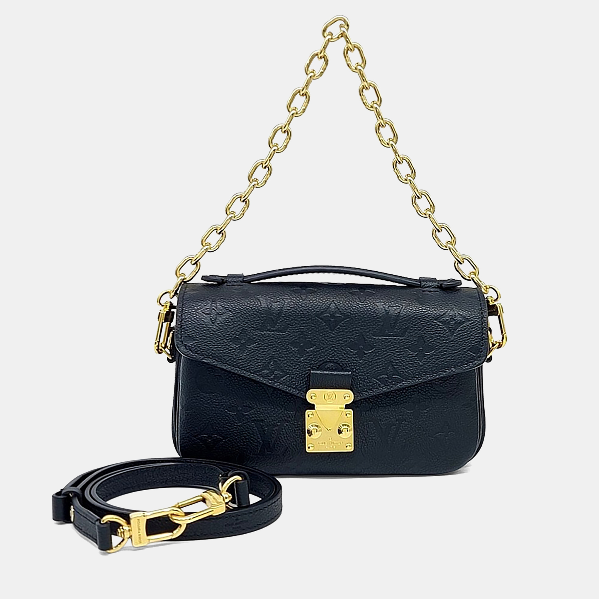 

Louis Vuitton Black Leather Empreinte Pochette Metis East West