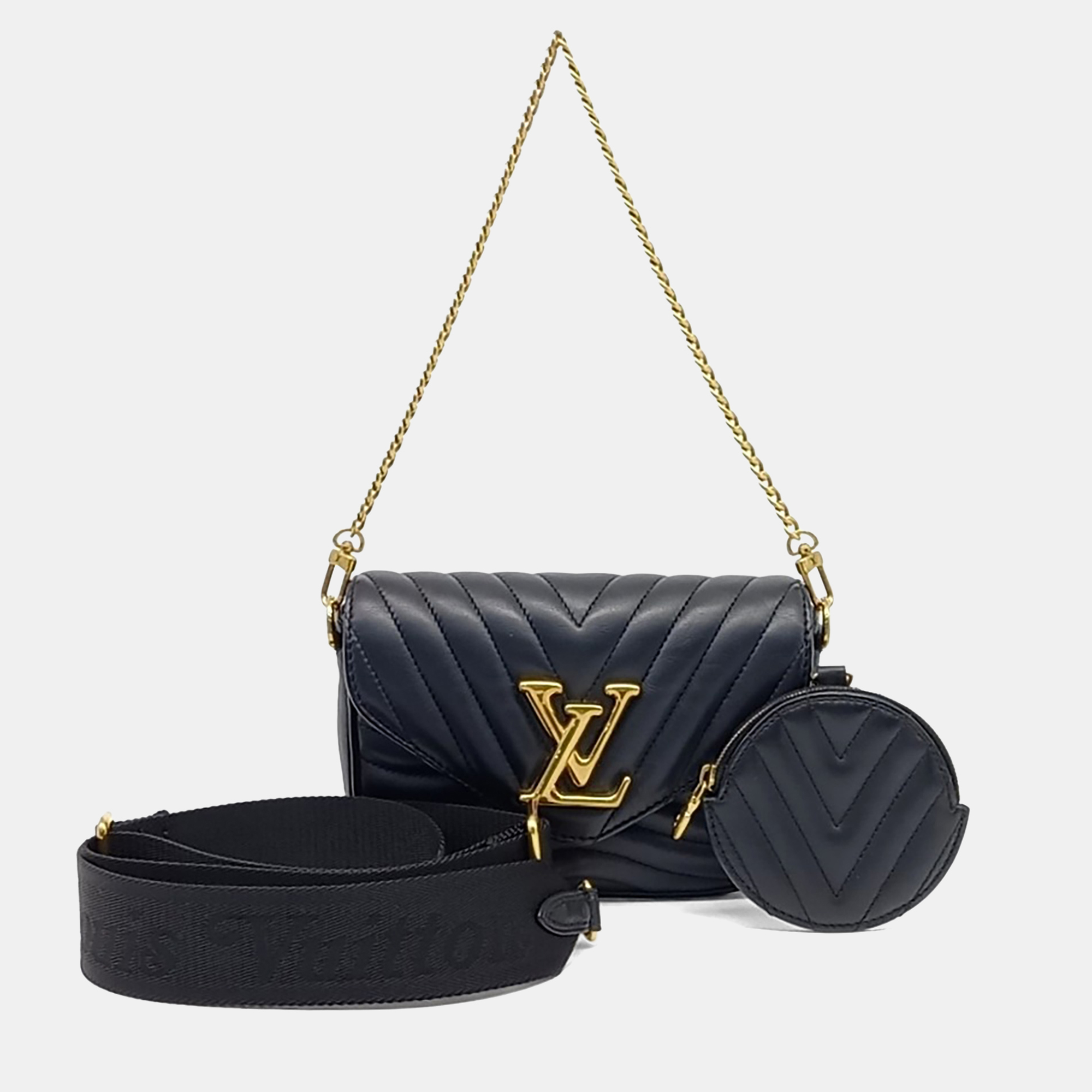 

Louis Vuitton Black Leather New Wave Multi Pochette