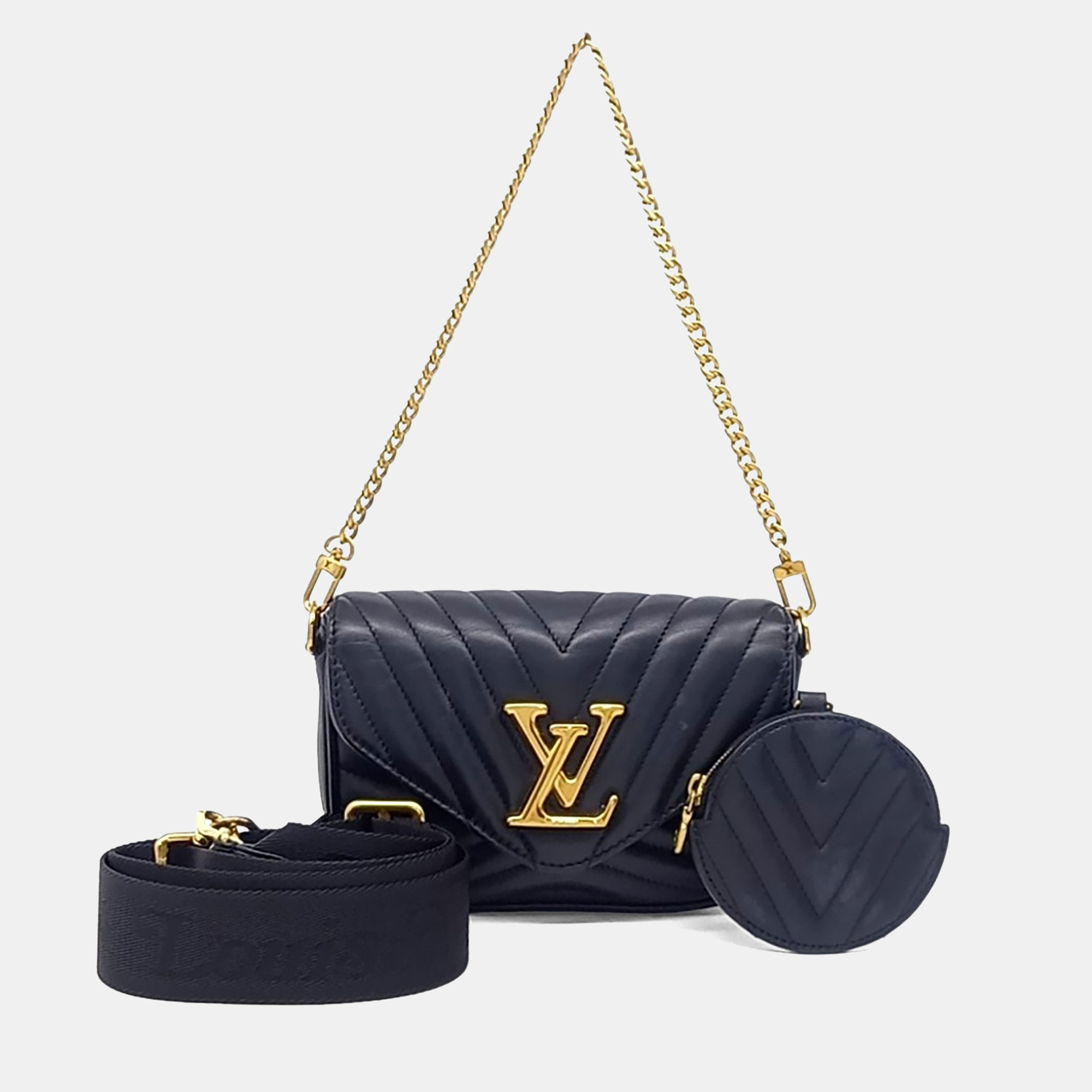 

Louis Vuitton Black Leather New Wave Multi Pochette