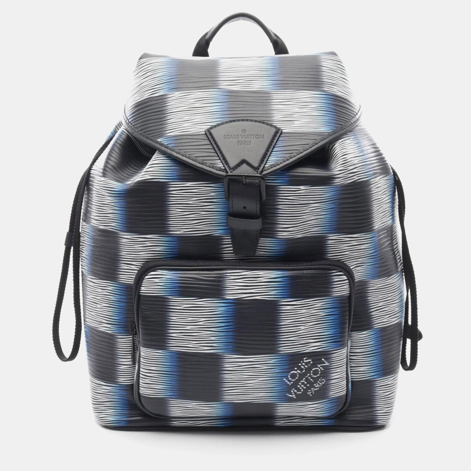 

Louis Vuitton Montsouris Backpack Bag In Damier Rush Epi Leather Navy Blue And White