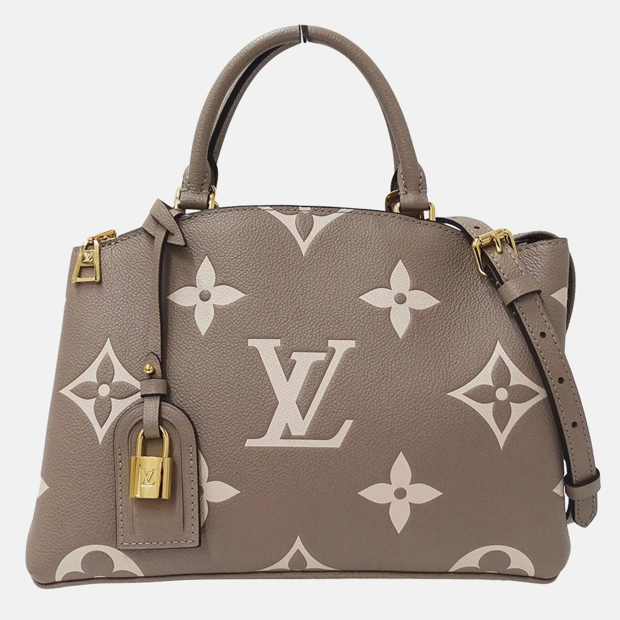 

Louis Vuitton Monogram Empreinte Two-Tone Bag Petit Palais Pm Tourterelle Creme Beige