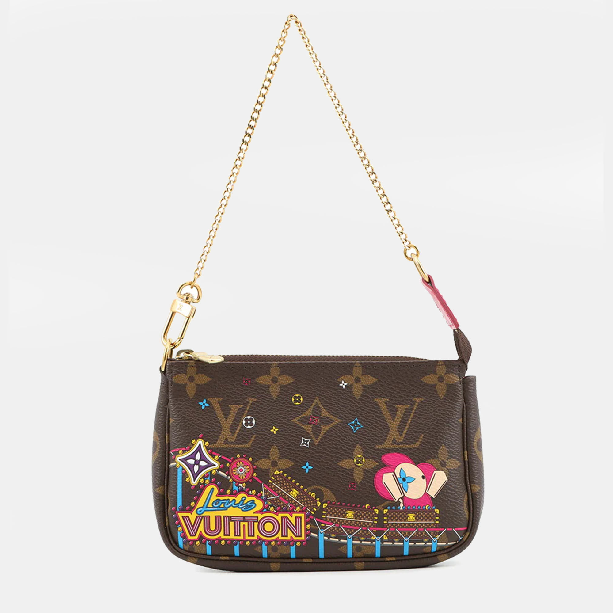 

Louis Vuitton Mini Pochette Accessoires Pink Monogram Vivienne, Brown