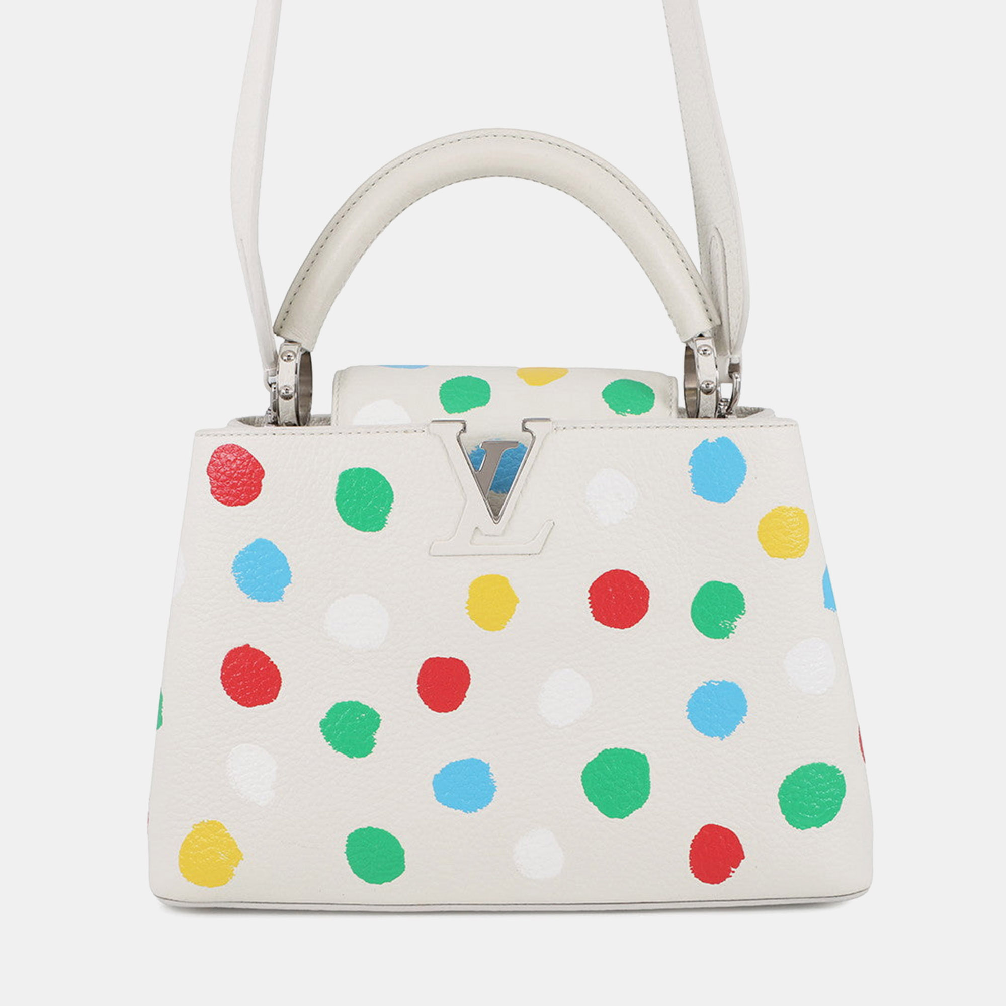 

Louis Vuitton Capucines Painted Dots BB White Multicolor Taurillon Leather Top Handle Bag