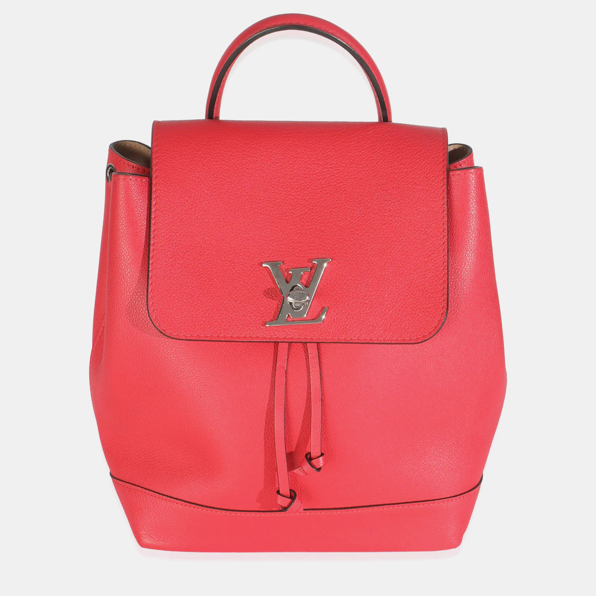 

Louis Vuitton Rubis Calfskin Leather Lockme Backpack, Red