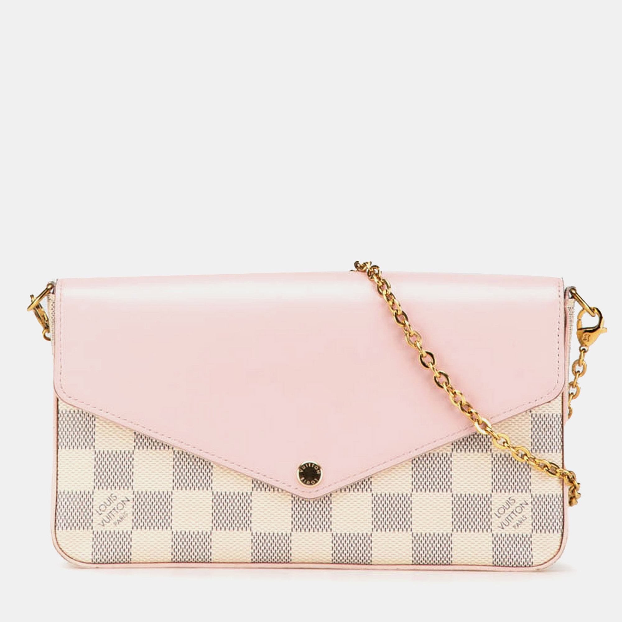 

Louis Vuitton Pink White Damier Azur Calfskin Pochette Felicie