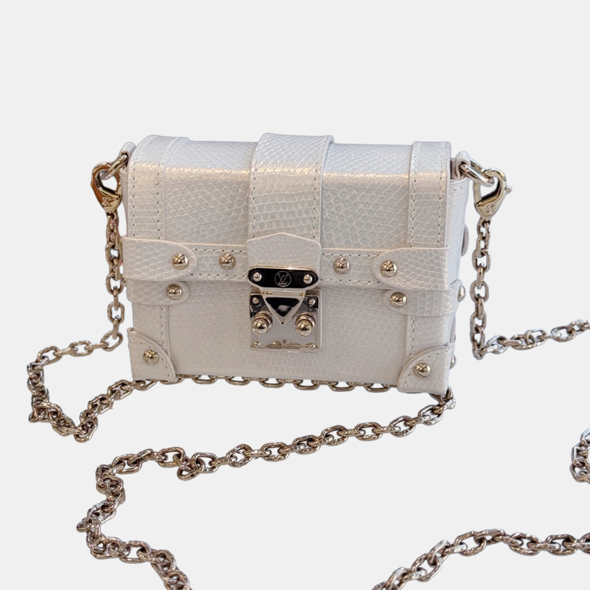 

Louis Vuitton Mini trunk white iridescent lizard leather