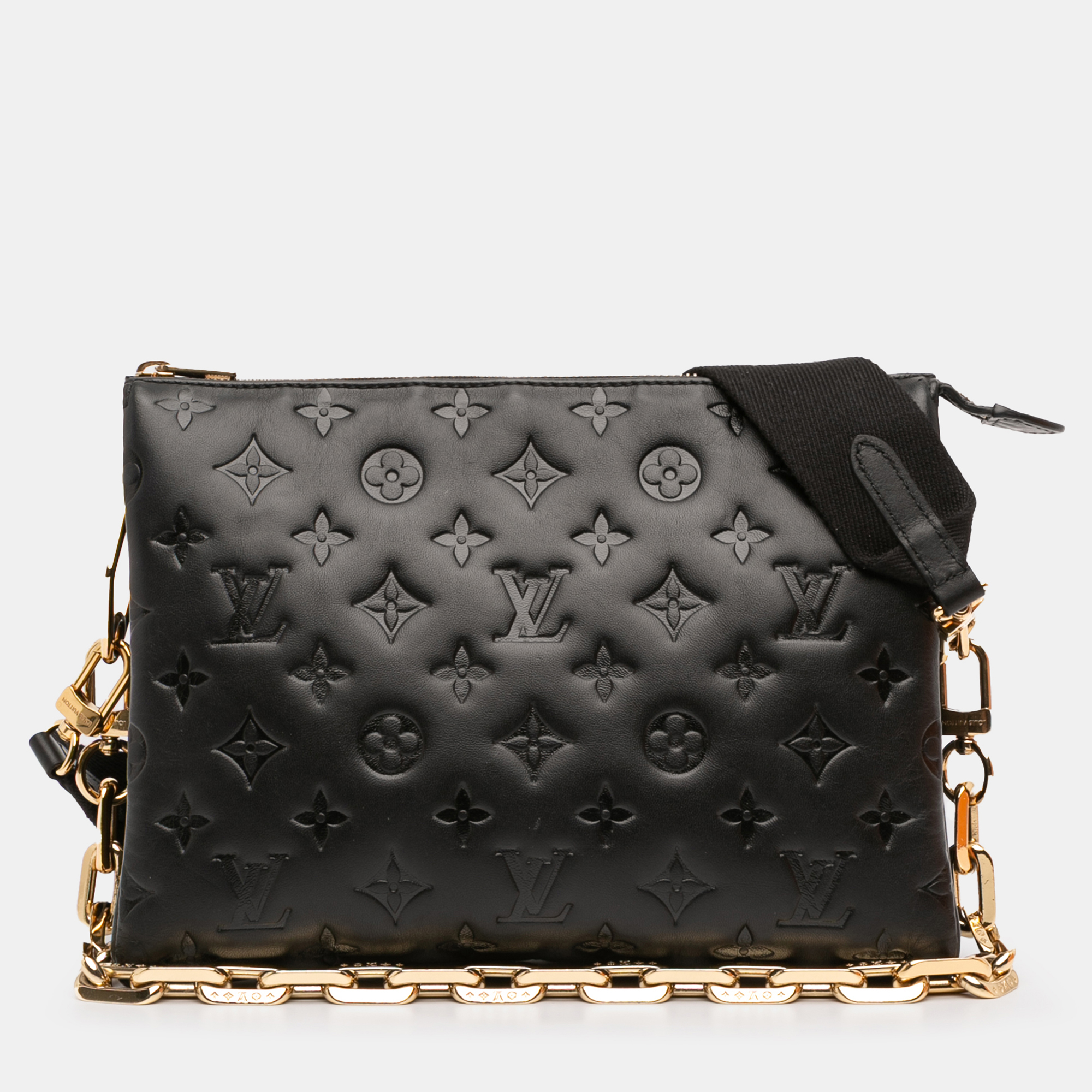 

Louis Vuitton Black Monogram Embossed Puffy Lambskin Coussin PM