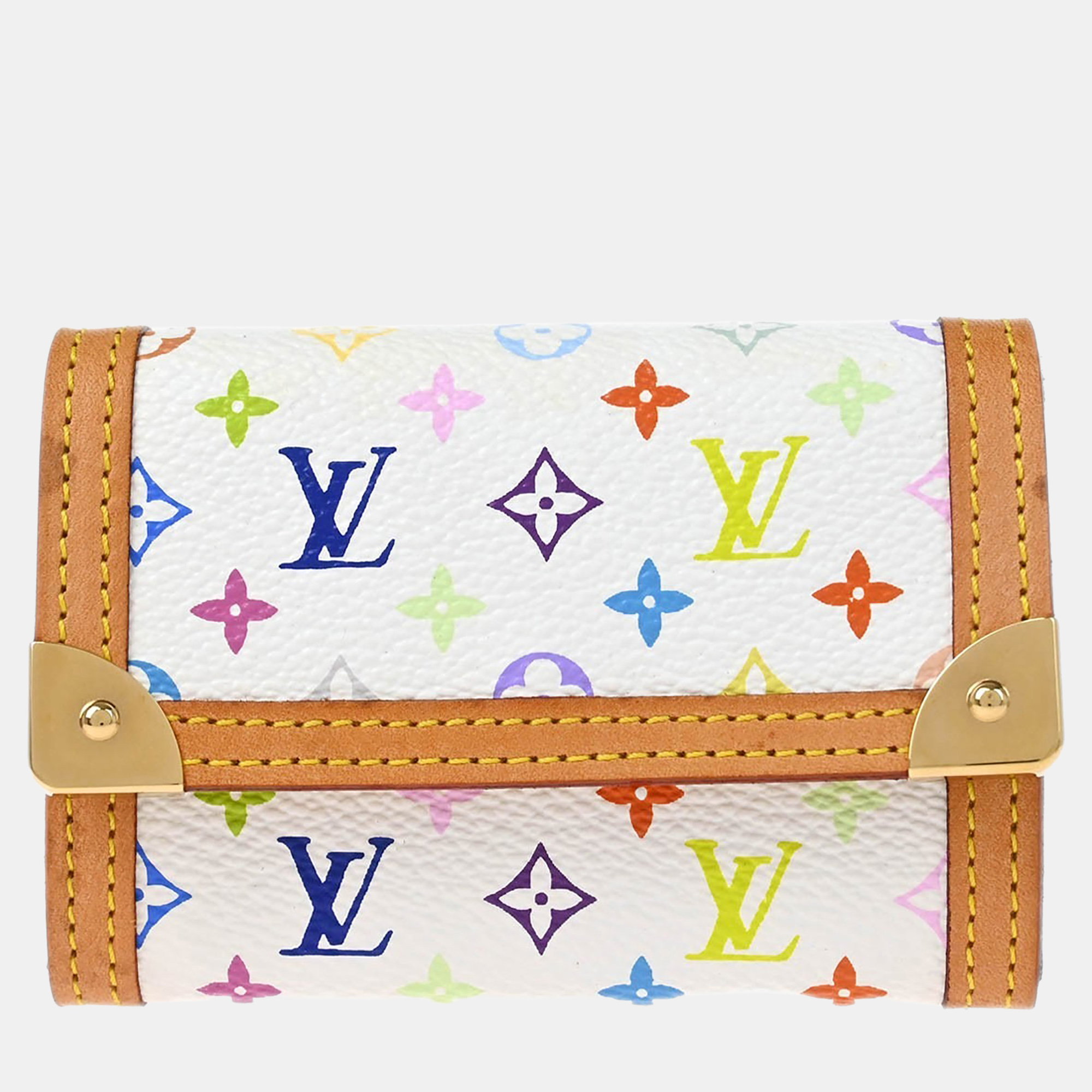 

Louis Vuitton White Multicolor Porte Monnaie Plat Wallet