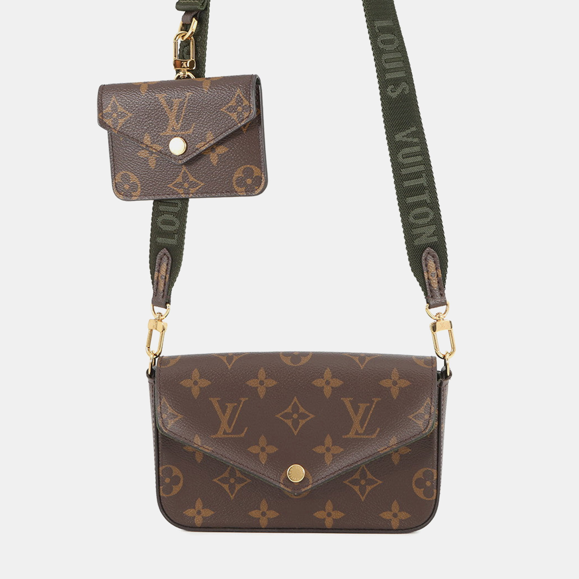 

Louis Vuitton Multiie Pochette Green Monogram, Brown