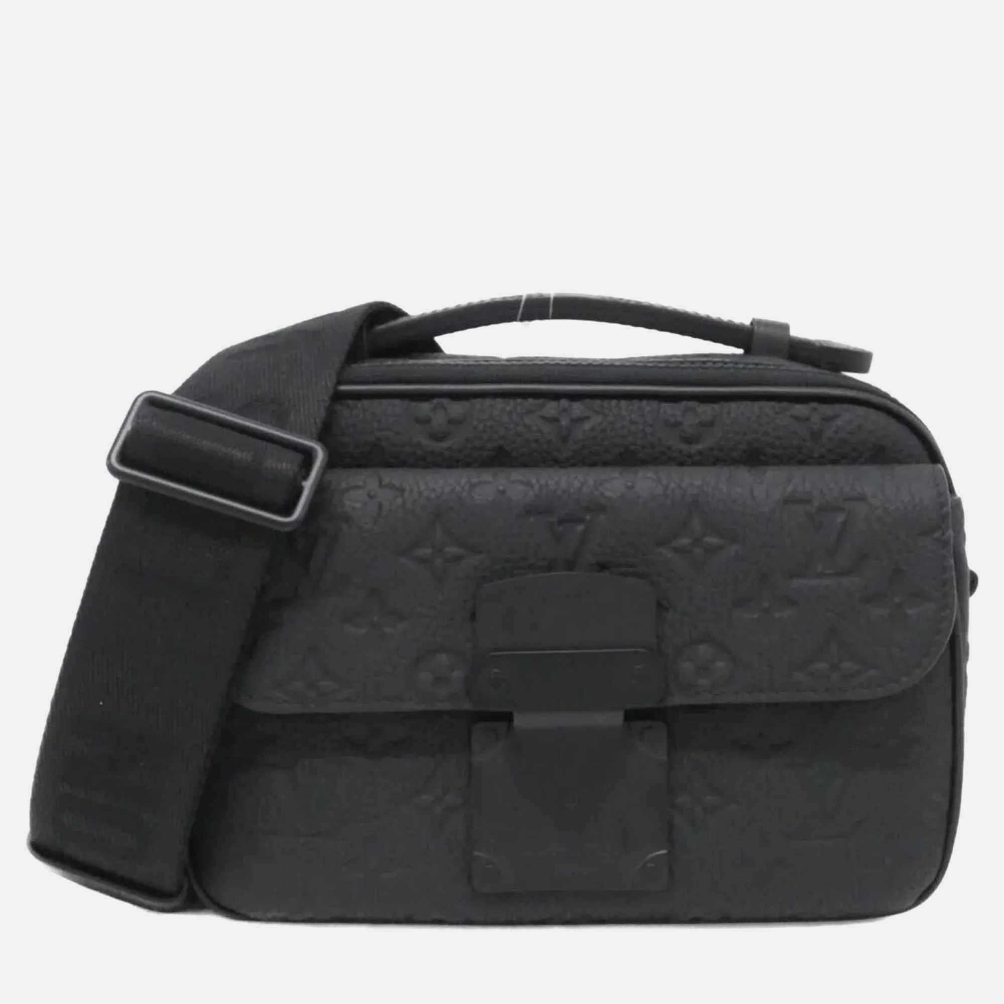 

Louis Vuitton Taurillon Monogram S-Lock Messenger Shoulder Bag, Black