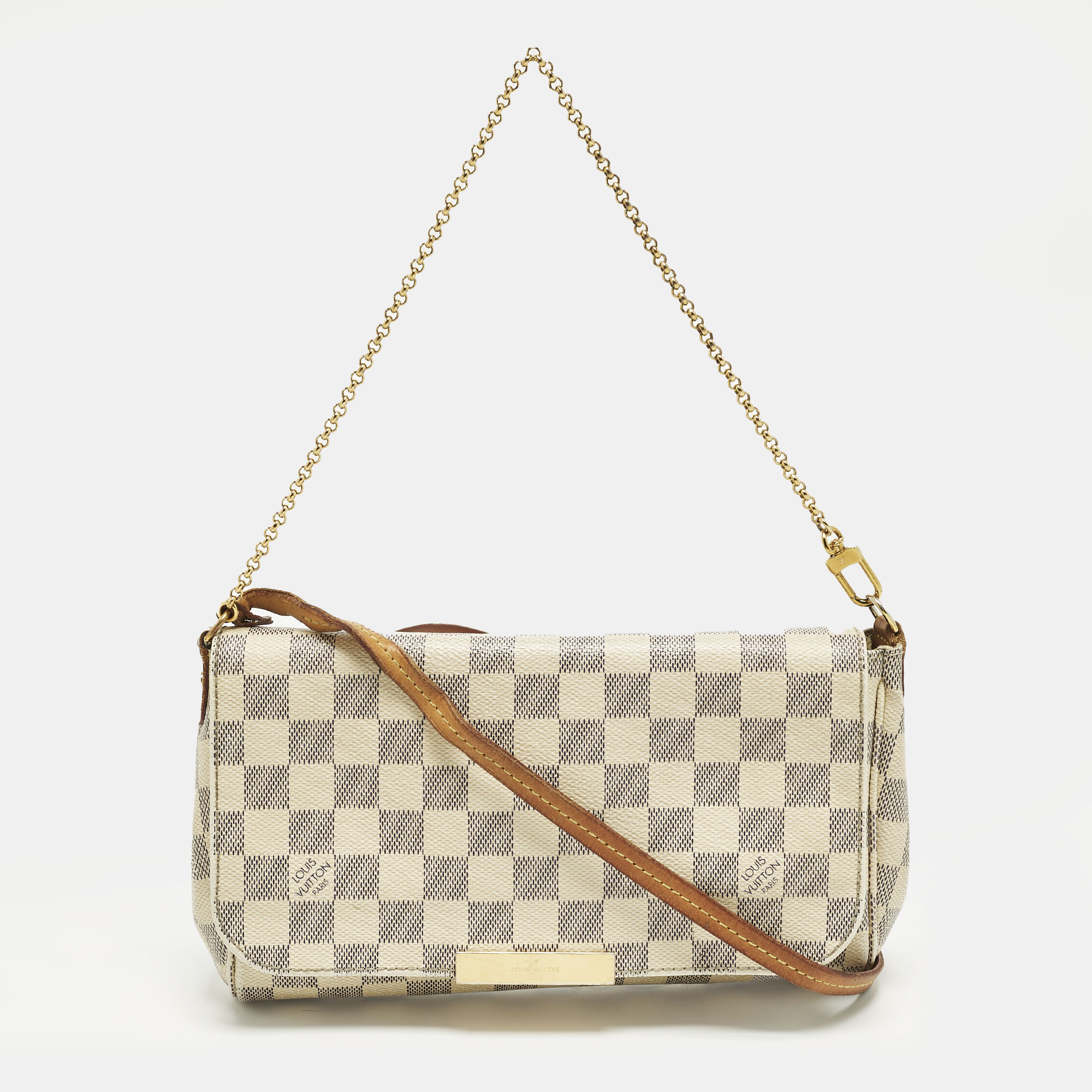 

Louis Vuitton Favorite MM Damier Azur Canvas Bag, White