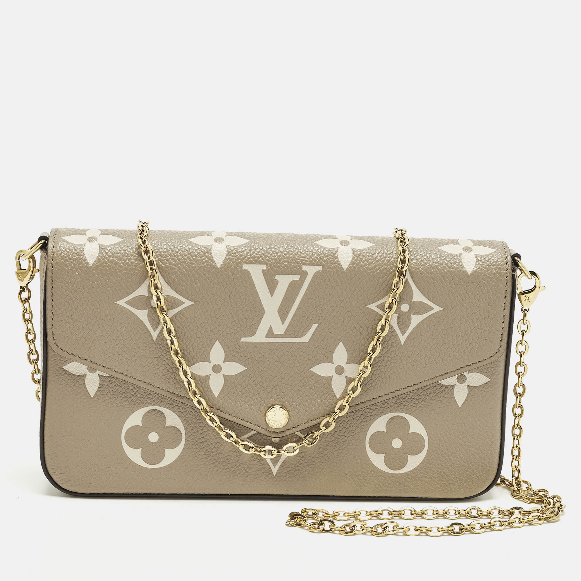 

Louis Vuitton Felicie Tourterelle /Crème Damier Ebene Canvas Pochette Bag, Beige