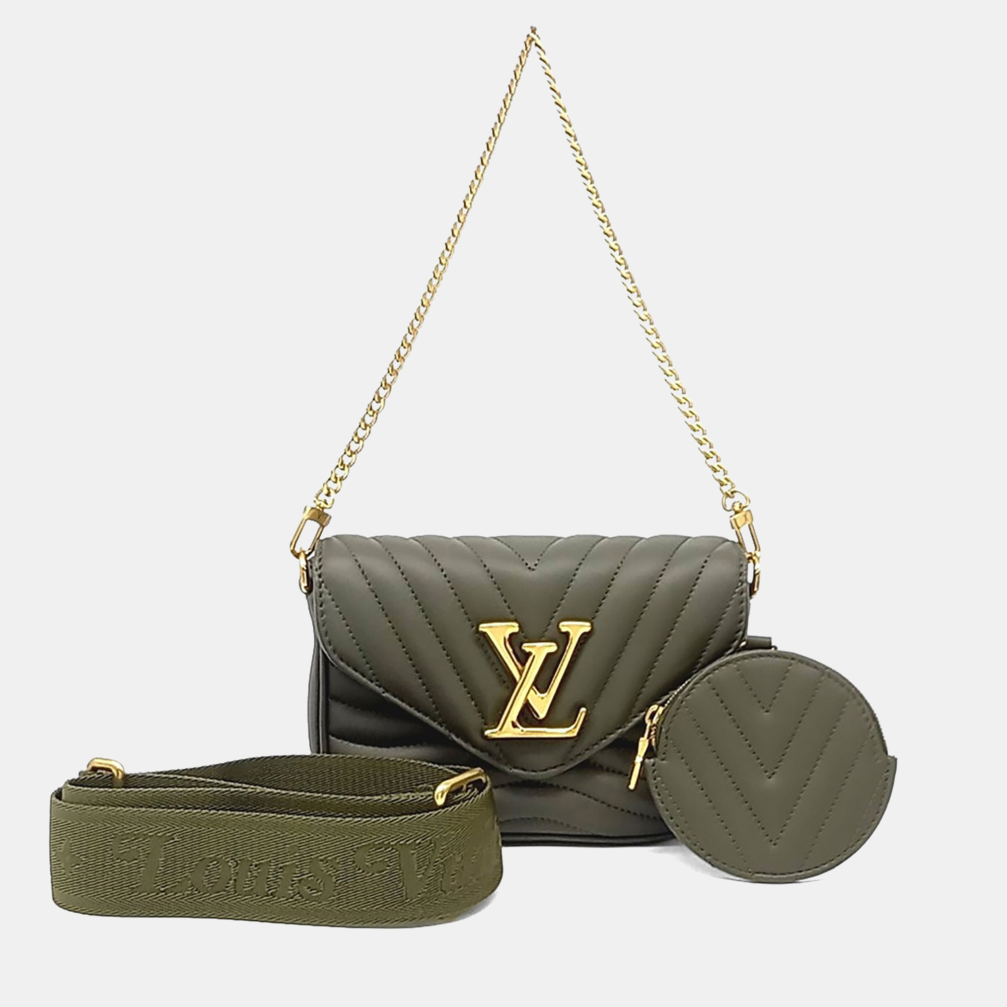 

Louis Vuitton Green Leather New Wave Multi Pochette