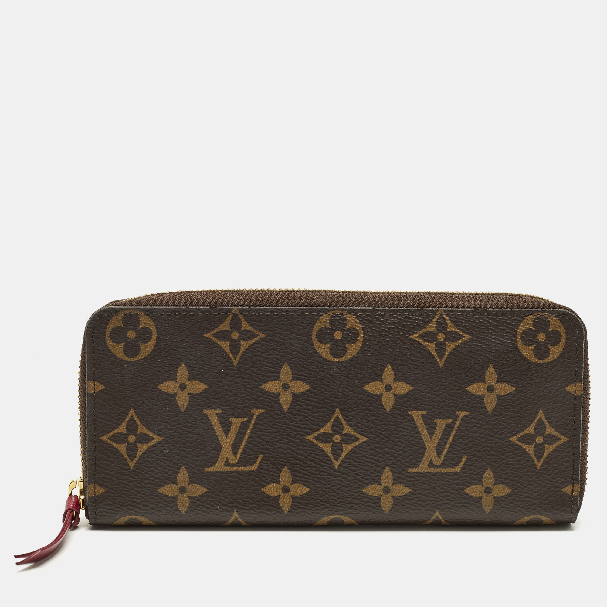 

Louis Vuitton Clemence Monogram Canvas Zip Around Wallet, Brown